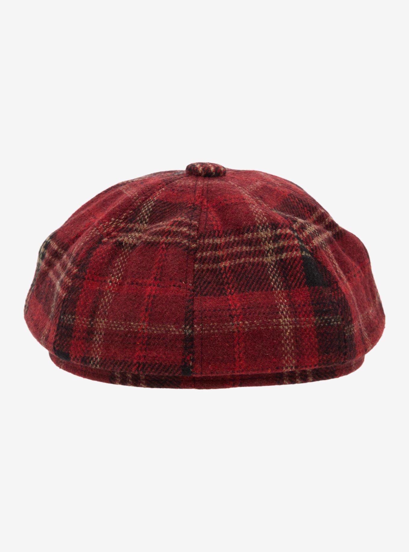 Red Plaid Cabbie Hat, , alternate - view 3