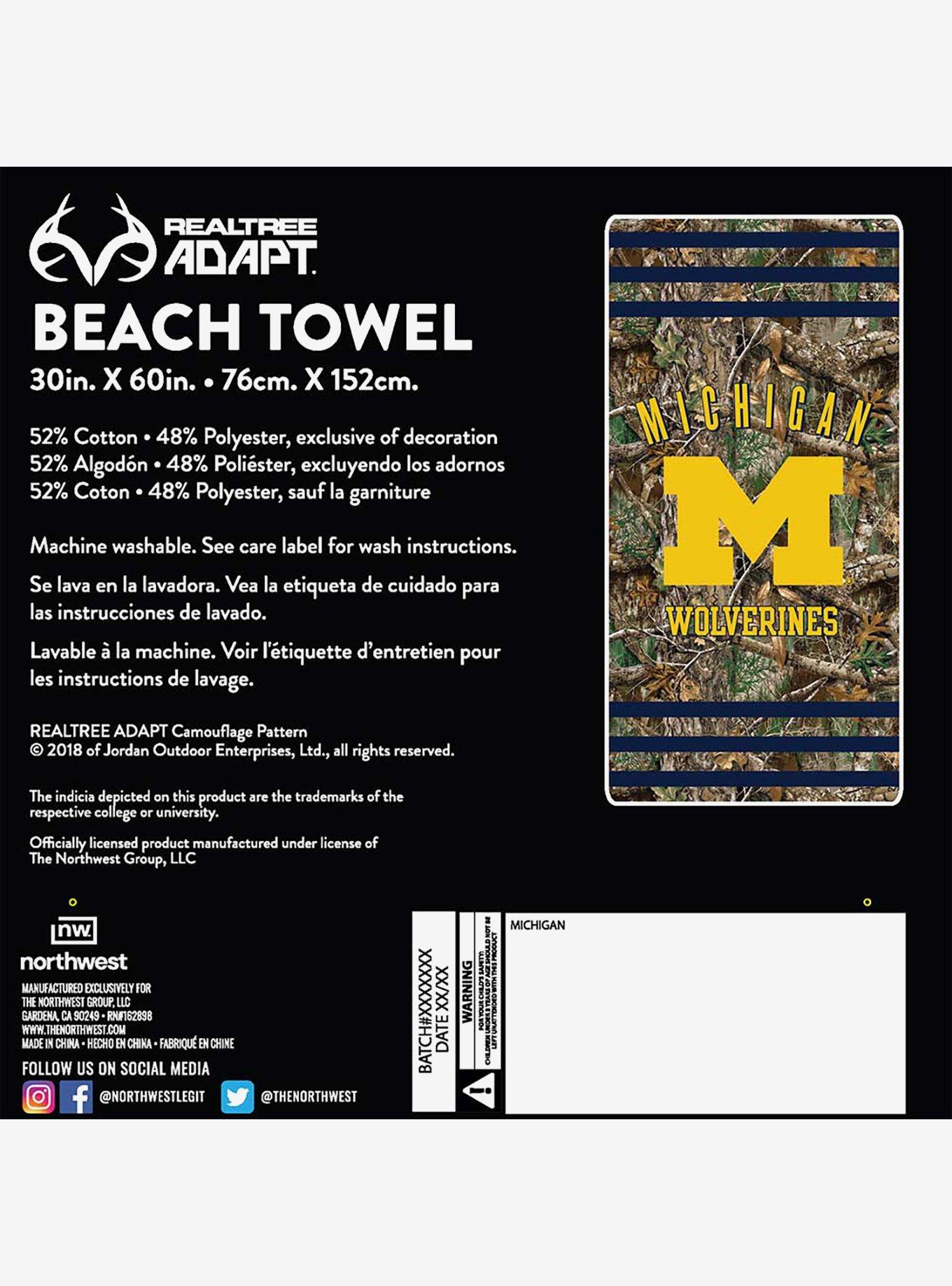NCAA Michigan Realtree Stripes Beach Towel, , hi-res