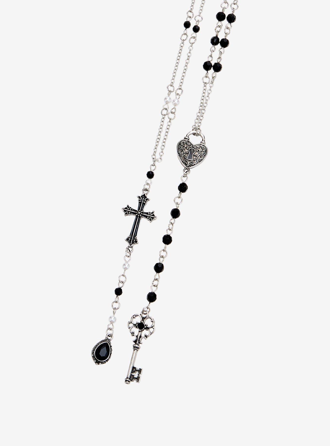 Cosmic Aura Gothic Charm Lariat Necklace Set, , alternate - view 3