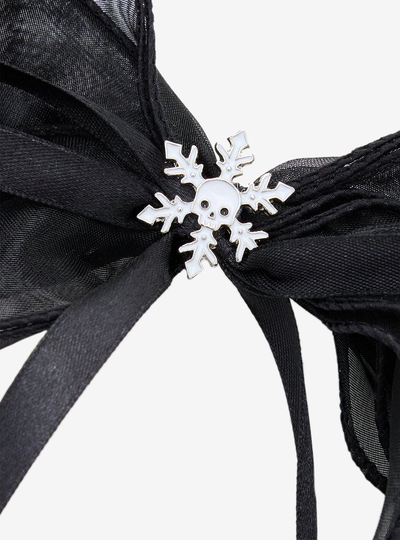Gothmas Skull Snowflake Organza Hair Bow, , alternate - view 3