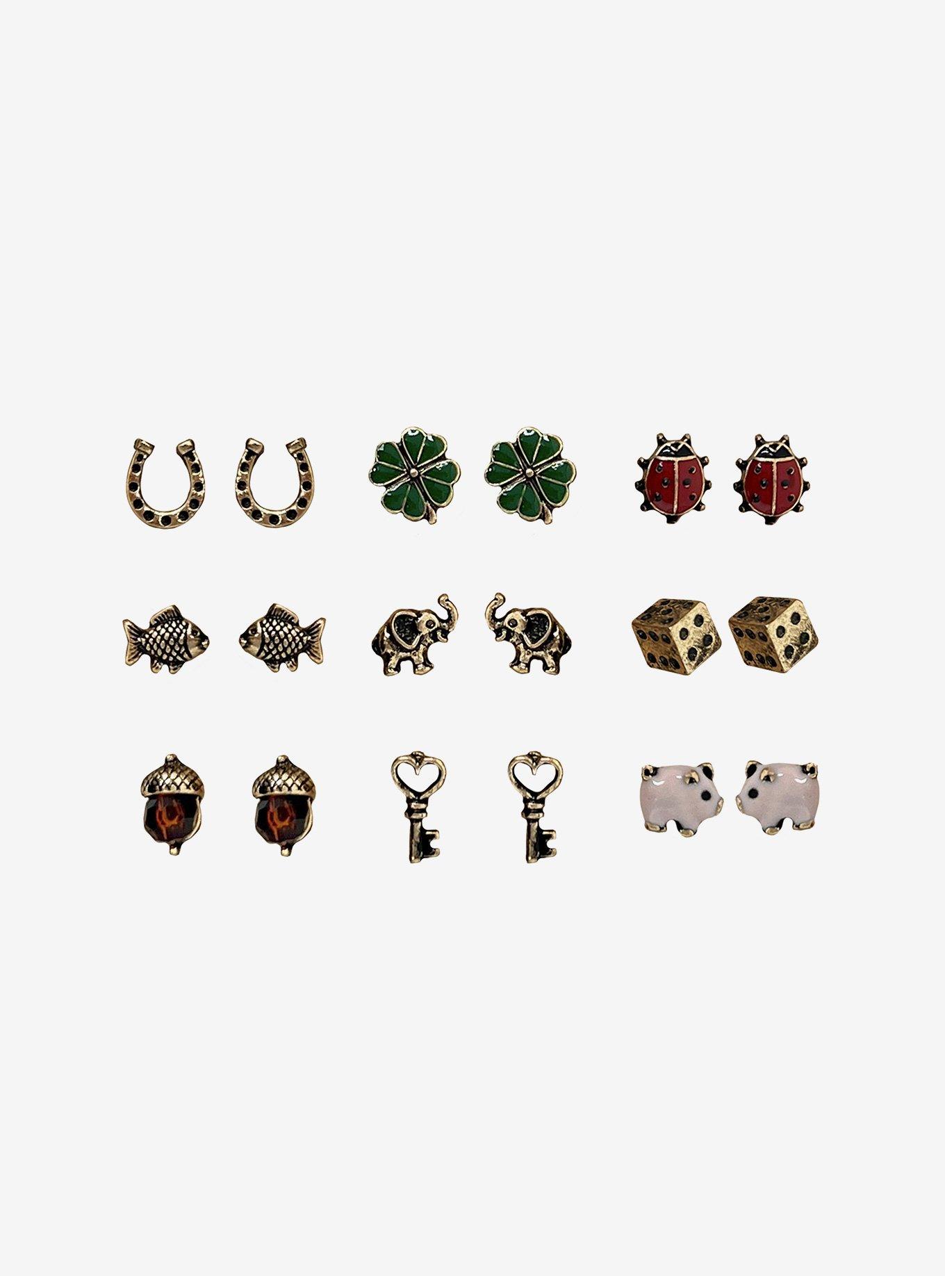 Thorn & Fable Lucky Charm Stud Earring Set, , alternate - view 2