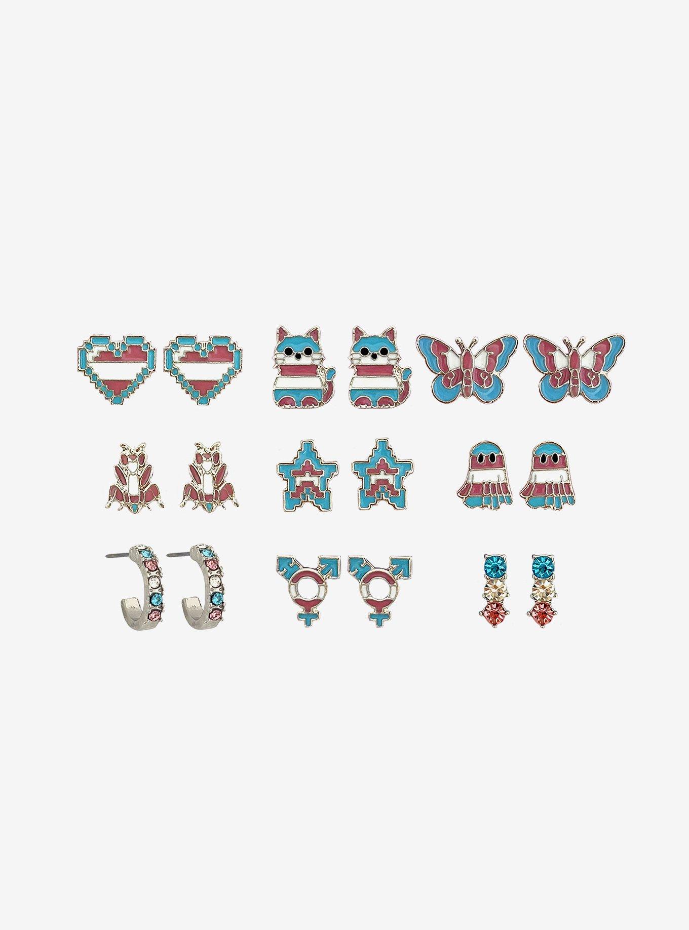 Trans Pride Flag Icon Stud Earring Set, , alternate - view 2