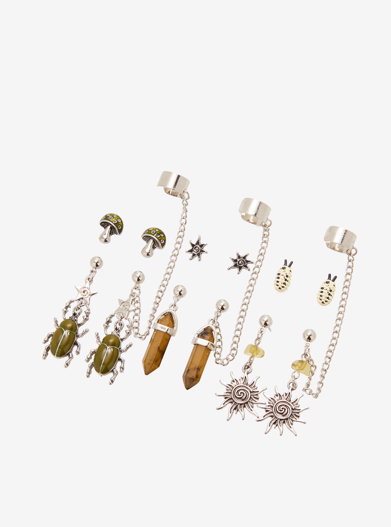 Thorn & Fable Beetle Bug Cuff Earring Set, , alternate - view 3