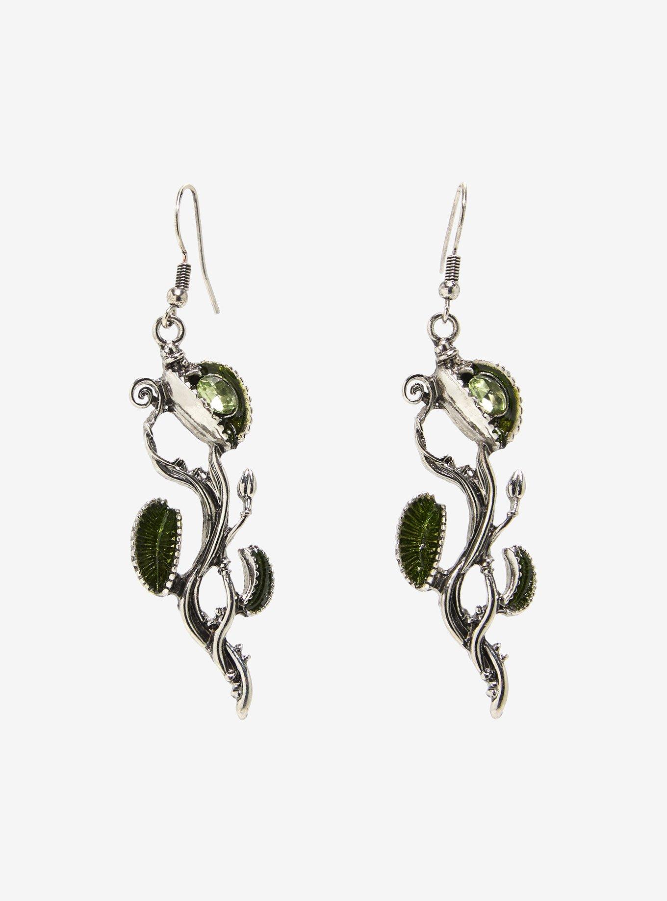 Thorn & Fable Venus Flytrap Drop Earrings, , alternate - view 2