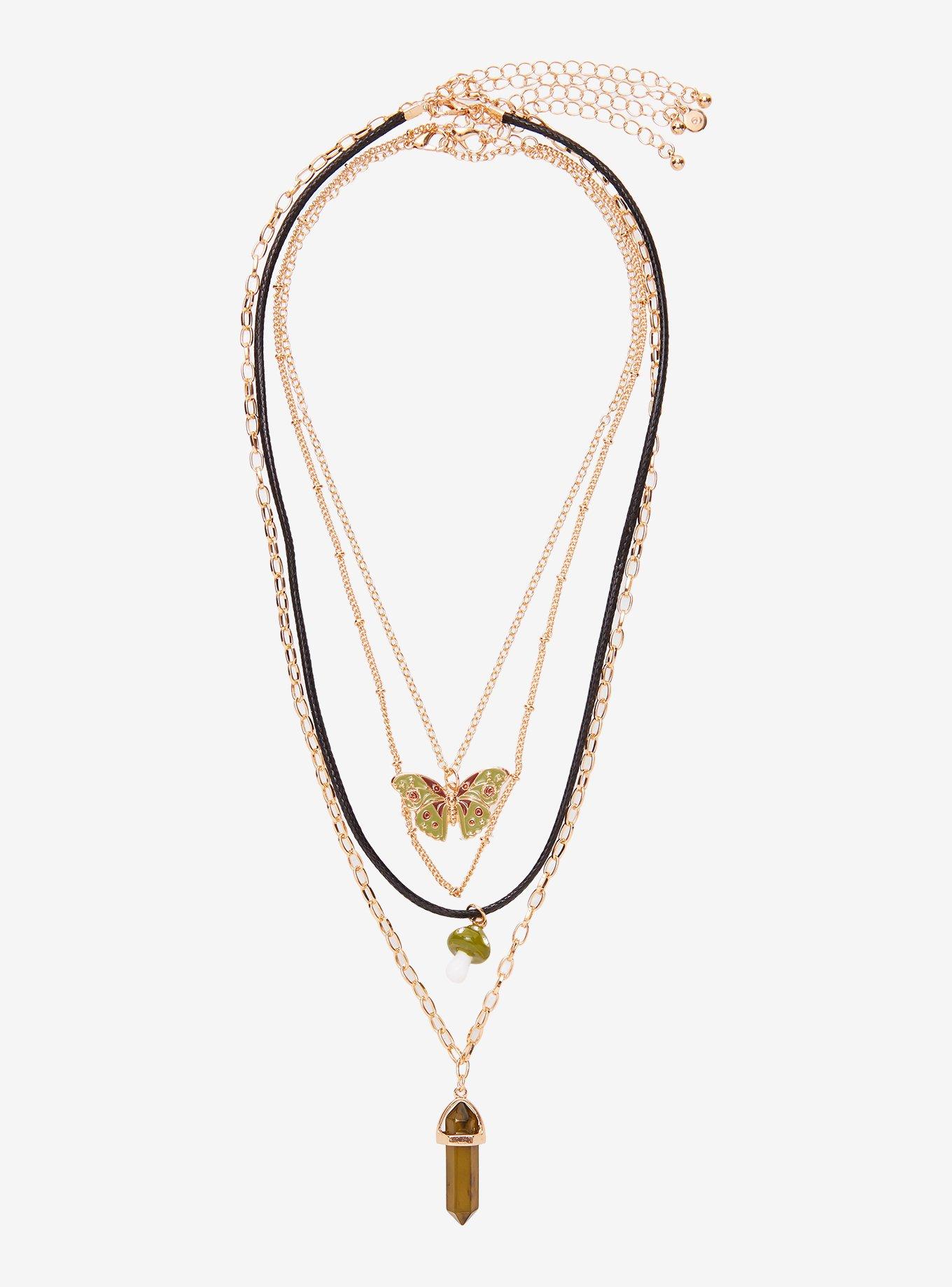 Thorn & Fable Green Butterfly Crystal Necklace Set, , alternate - view 2