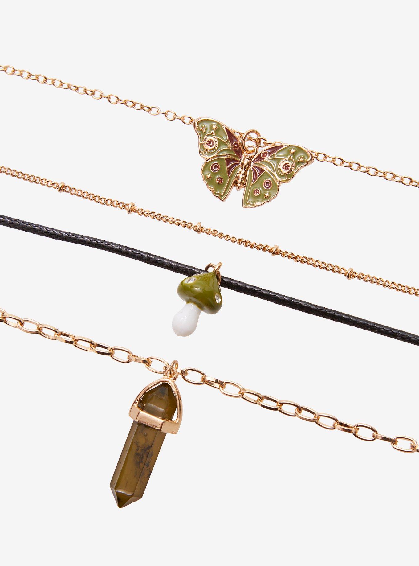 Thorn & Fable Green Butterfly Crystal Necklace Set, , alternate - view 3