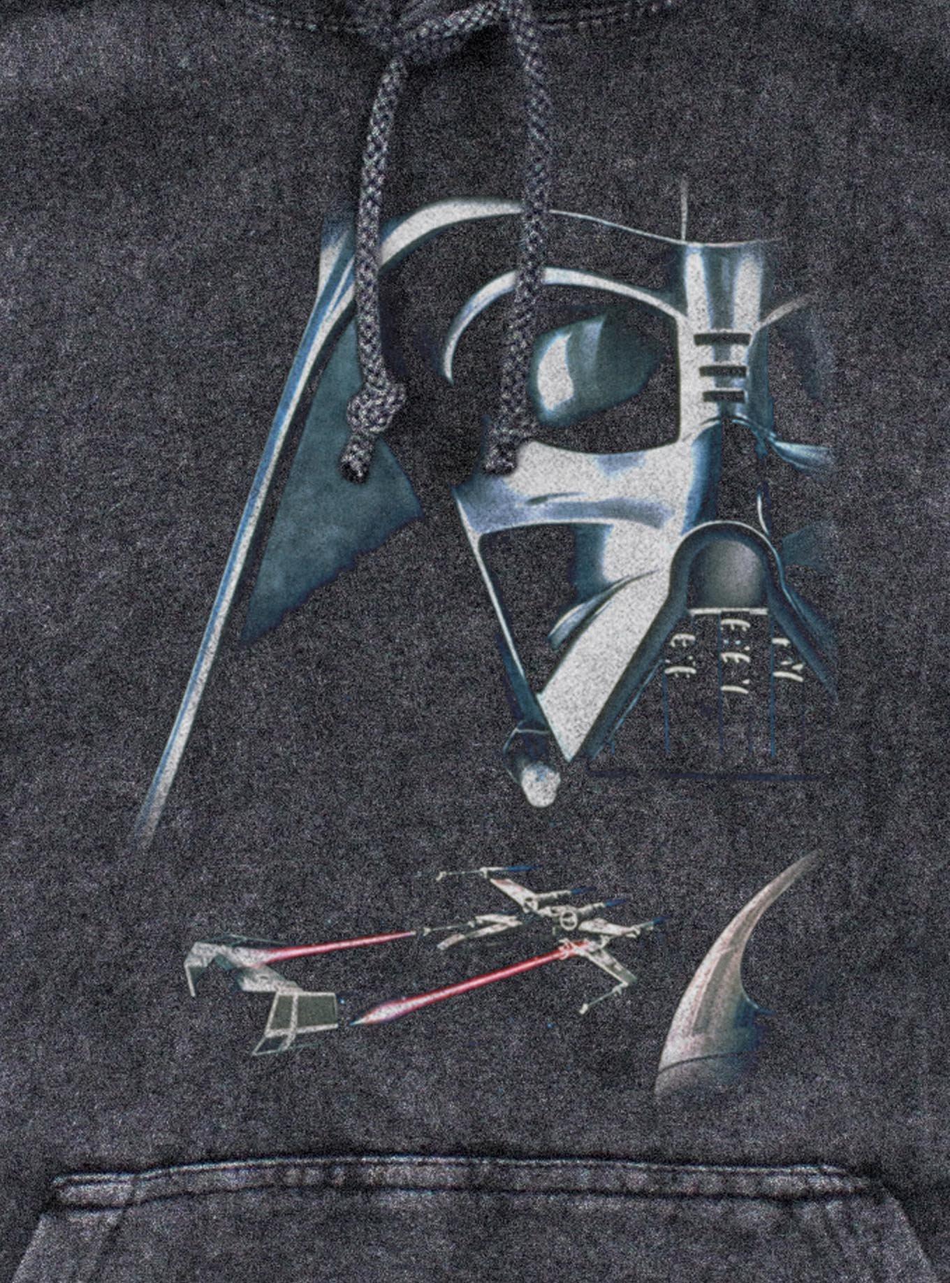 Star Wars Darth Vader Helmet Mineral Wash Hoodie Hot Topic Exclusive, BLACK, alternate - view 3