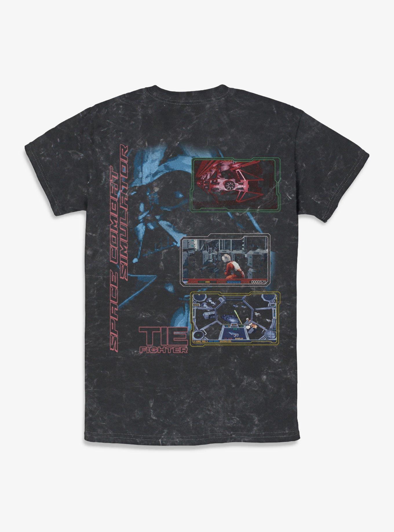 Star Wars Space Combat Simulator Tie Fighter Mineral Wash T-Shirt Hot Topic Exclusive, , hi-res