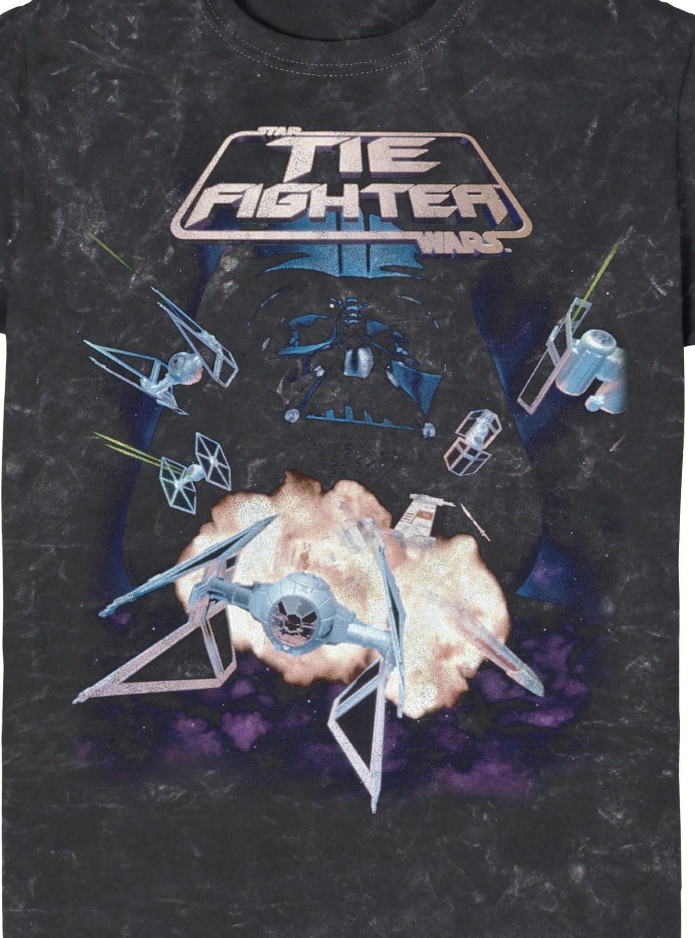 Star Wars Space Combat Simulator Tie Fighter Mineral Wash T-Shirt Hot Topic Exclusive, BLACK, alternate - view 3