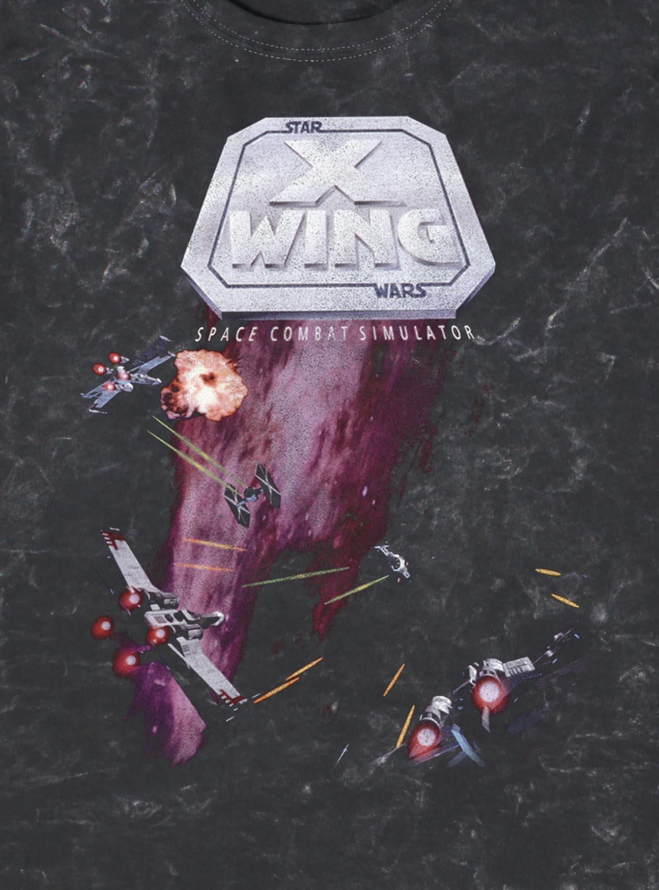 Star Wars Space Combat Simulator X Wing Mineral Wash T-Shirt Hot Topic Exclusive, BLACK, alternate - view 3