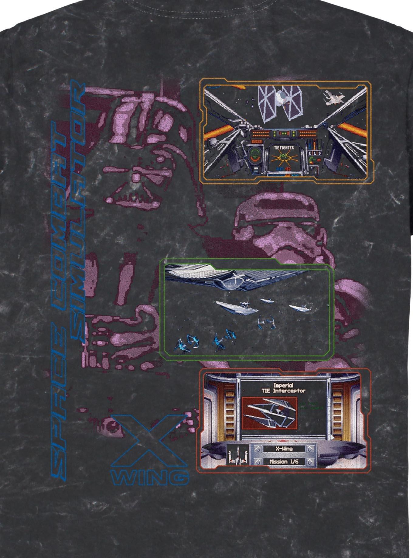 Star Wars Space Combat Simulator X Wing Mineral Wash T-Shirt Hot Topic Exclusive, BLACK, alternate - view 4
