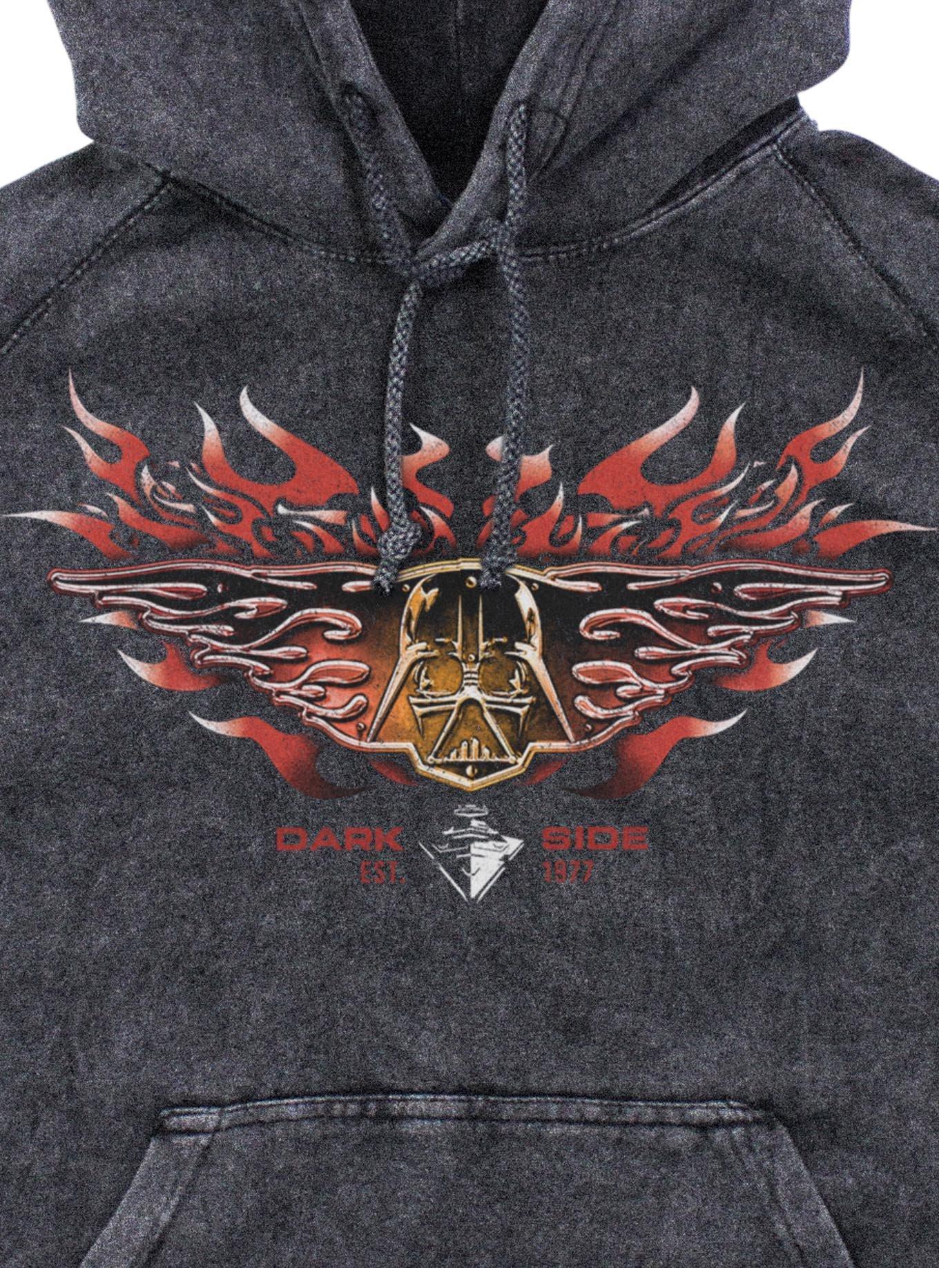 Star Wars Darth Vader Flames Mineral Wash Hoodie Hot Topic Exclusive, BLACK, alternate - view 3