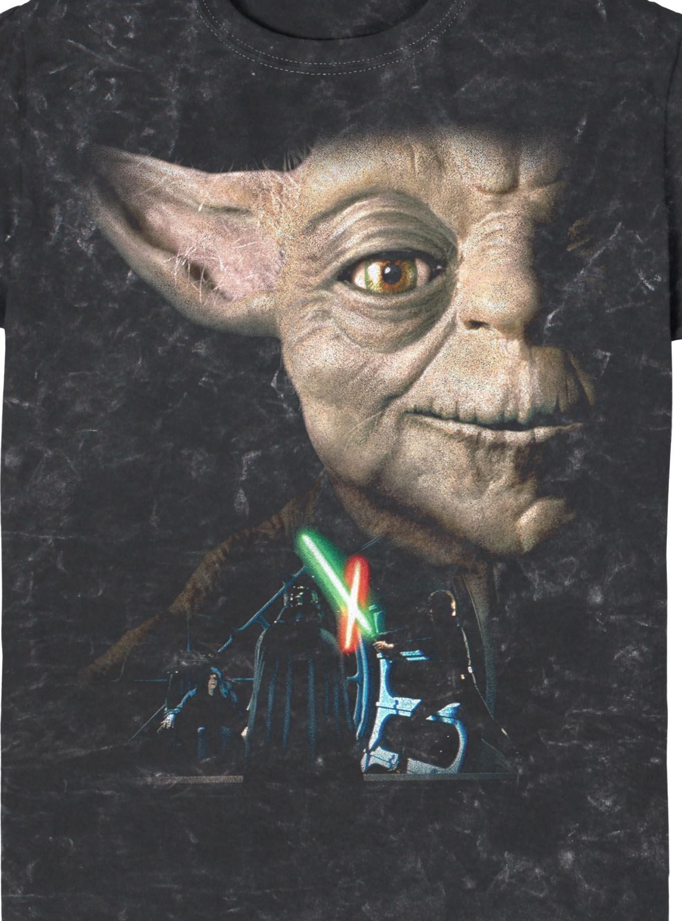 Star Wars Yoda Saber Battle Return of The Jedi Mineral Wash T-Shirt Hot Topic Exclusive, BLACK, alternate - view 3
