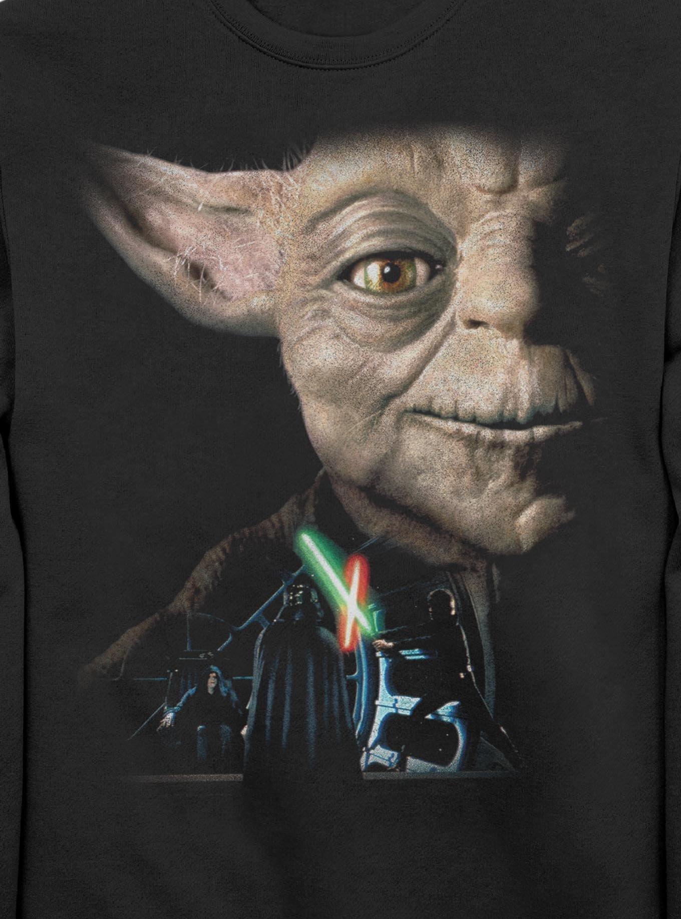 Star Wars Yoda Saber Battle Return of The Jedi Sweatshirt Hot Topic Exclusive, BLACK, alternate - view 3