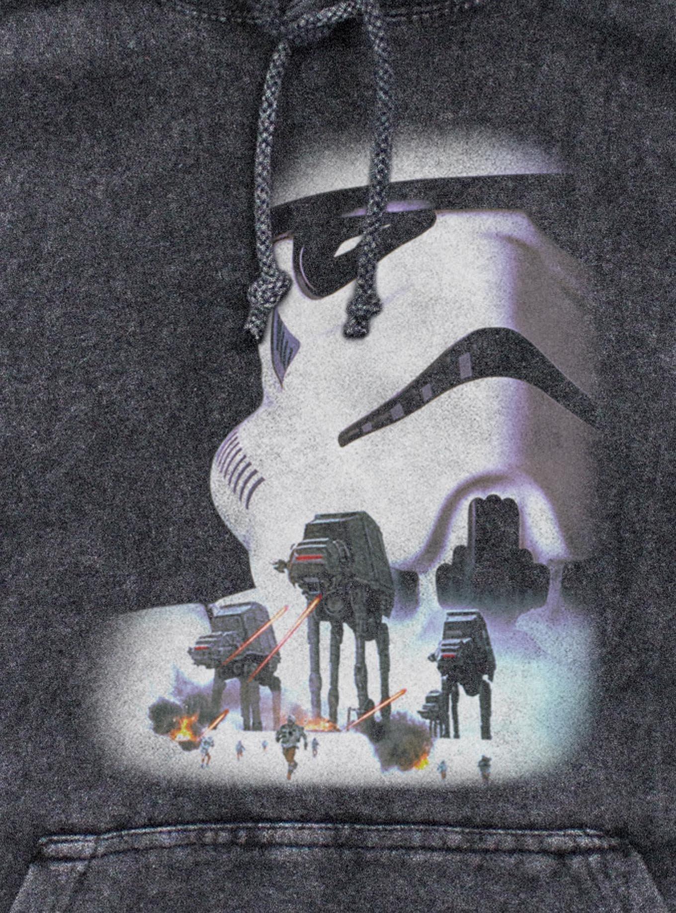 Star Wars The Empire Strikes Back Stormtrooper Helmet Mineral Wash Hoodie Hot Topic Exclusive, BLACK, alternate - view 3