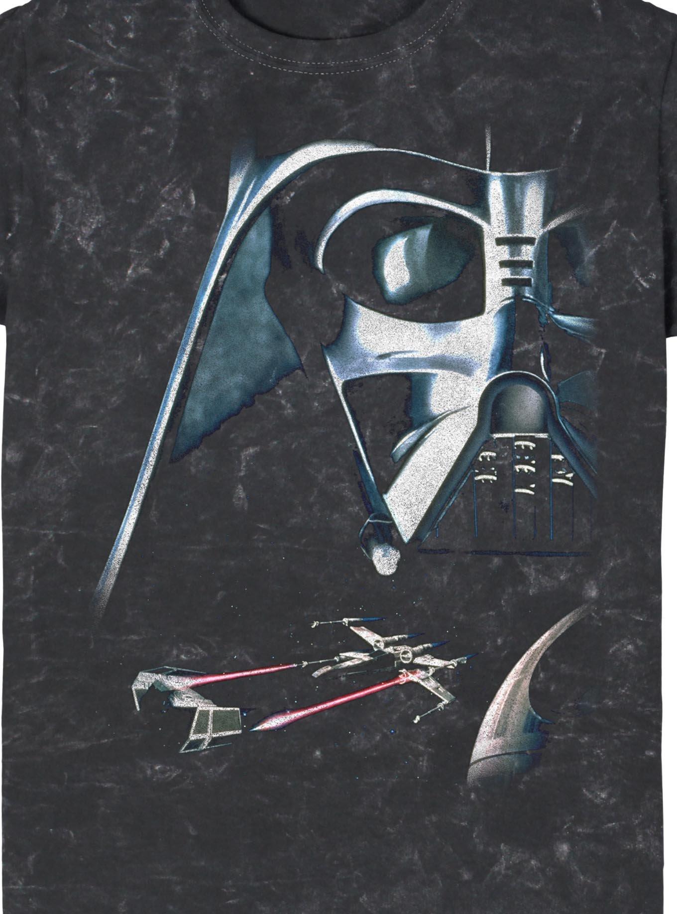 Star Wars Darth Vader Helmet Mineral Wash T-Shirt Hot Topic Exclusive, BLACK, alternate - view 3