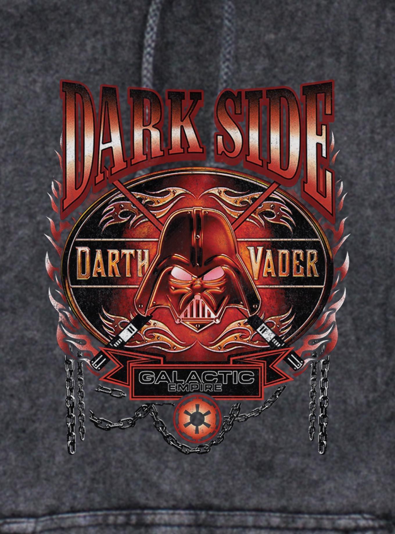 Star Wars Darth Vader Flames Mineral Wash Hoodie Hot Topic Exclusive, BLACK, alternate - view 2
