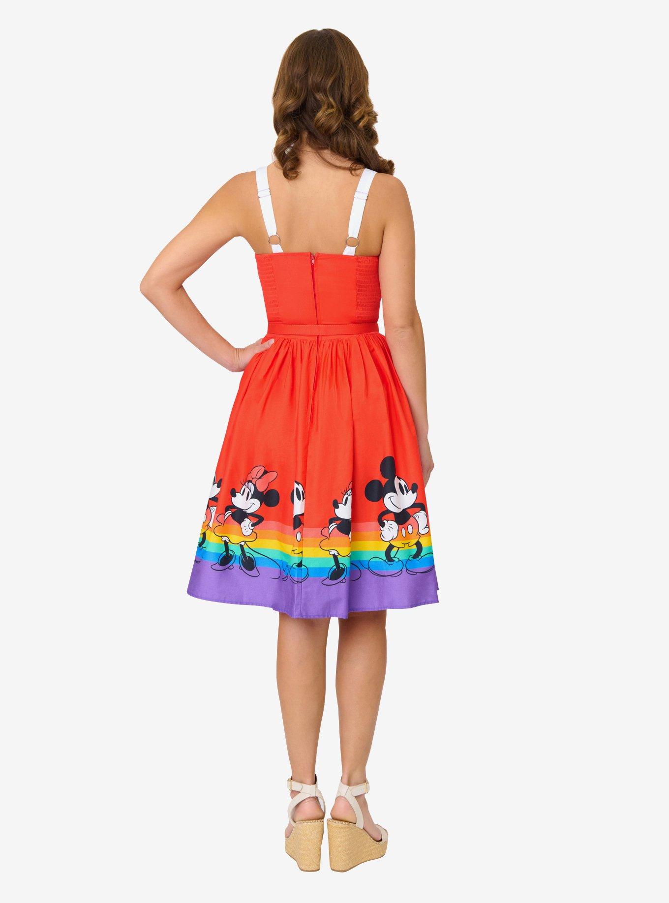 Disney Pride Collection by Unique Vintage Mickey & Minnie Rainbow Rachel Swing Dress, , hi-res