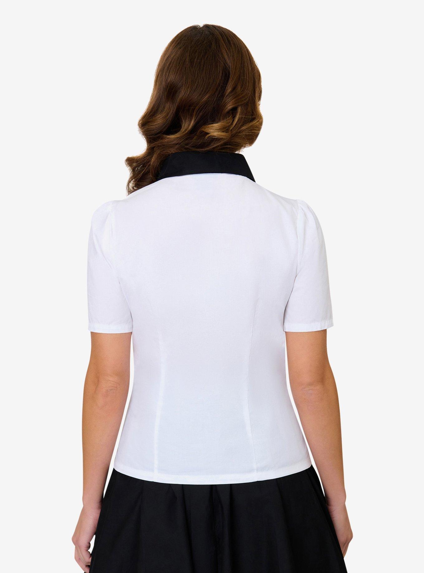 Disney Pride Collection by Unique Vintage White Mickey Rainbow Pocket Collared Blouse, , hi-res