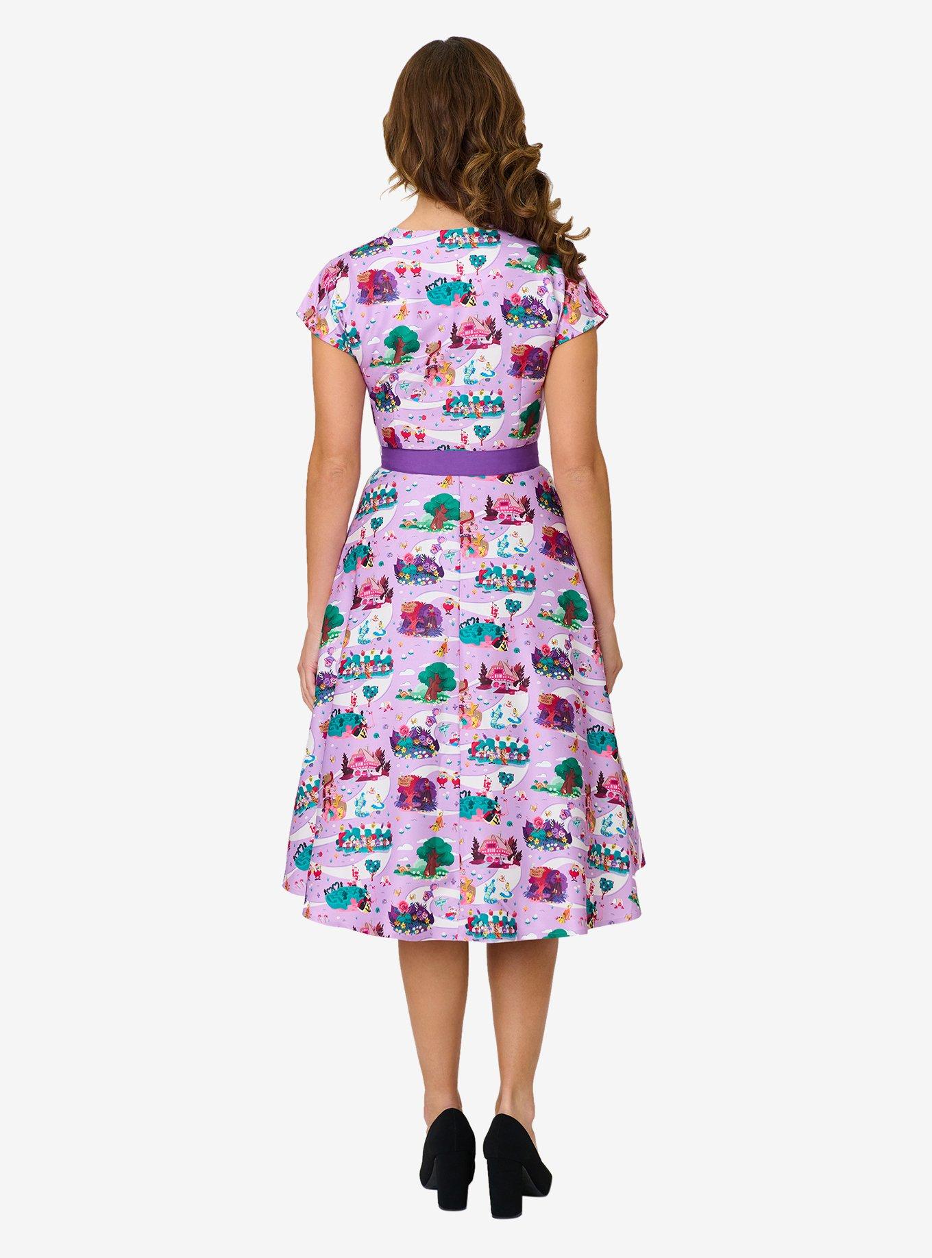 Disney Alice In Wonderland Collection By Unique Vintage Wonderland Map Hedda Swing Dress, , hi-res