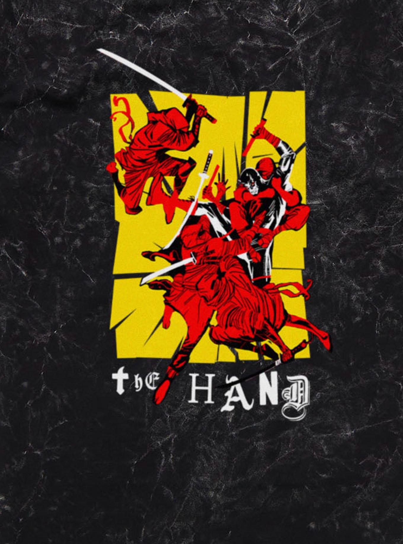 Marvel Comics Retro Hand On The Daredevil Ransom Letters Mineral Wash T-Shirt, BLACK MINERAL WASH, alternate - view 2