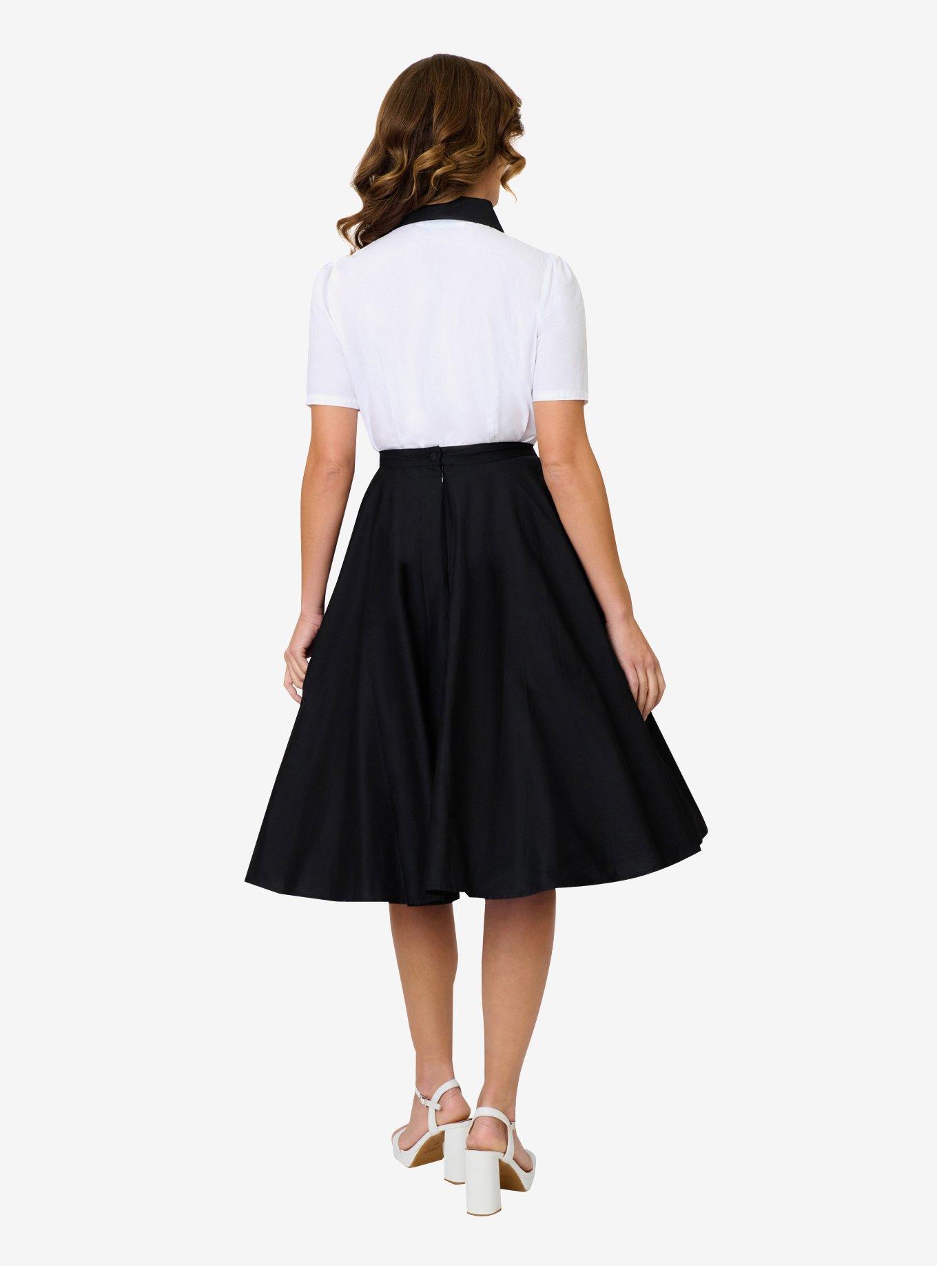 Disney Pride Collection by Unique Vintage Black & Mickey Heart Pocket Sally Swing Skirt, , hi-res