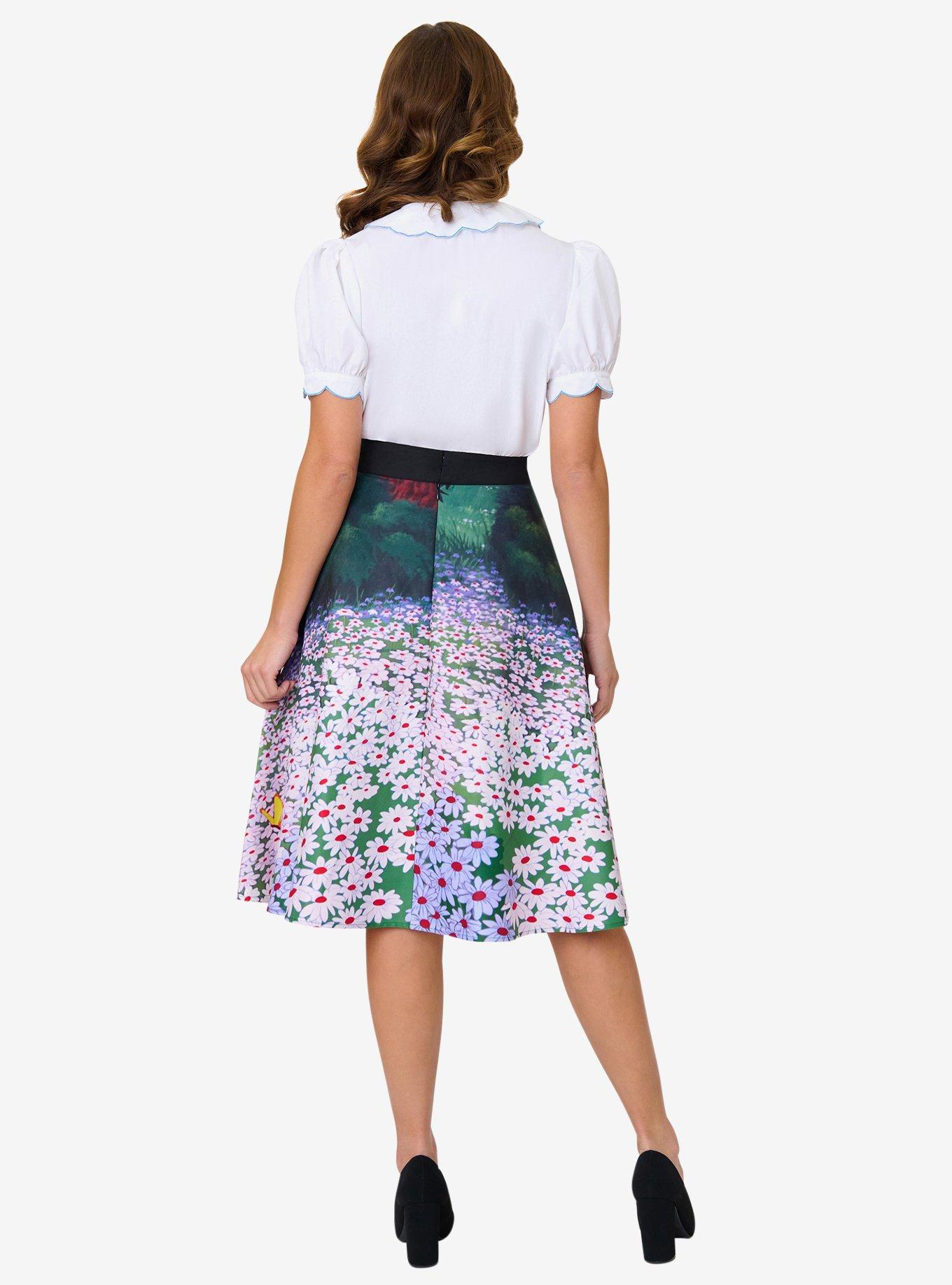 Disney Alice In Wonderland Collection By Unique Vintage Alice In Daisies Vivian Swing Skirt, , hi-res