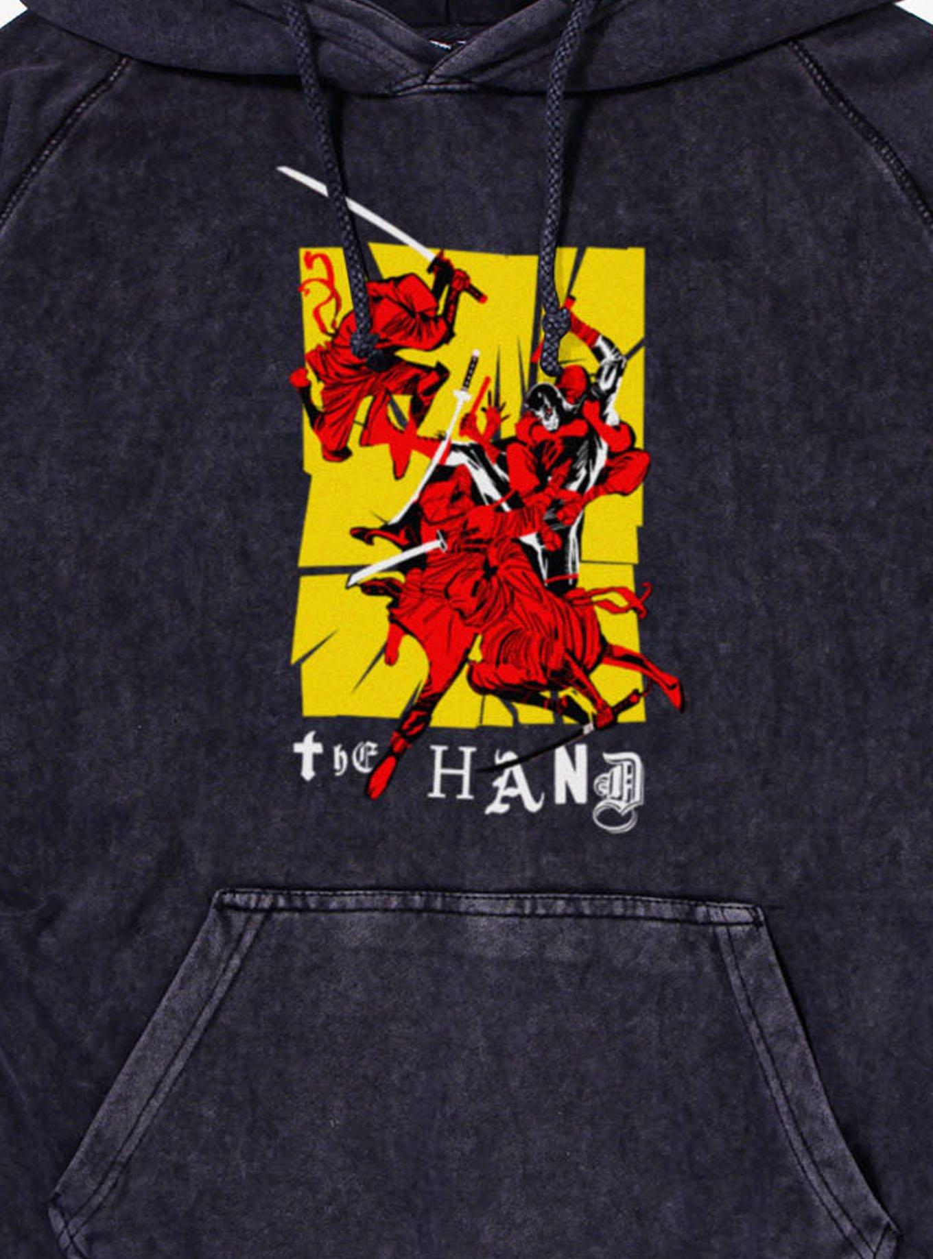 Marvel Comics Retro Hand On The Daredevil Ransom Letters Mineral Wash Hoodie, VINTAGE BLACK, alternate - view 2