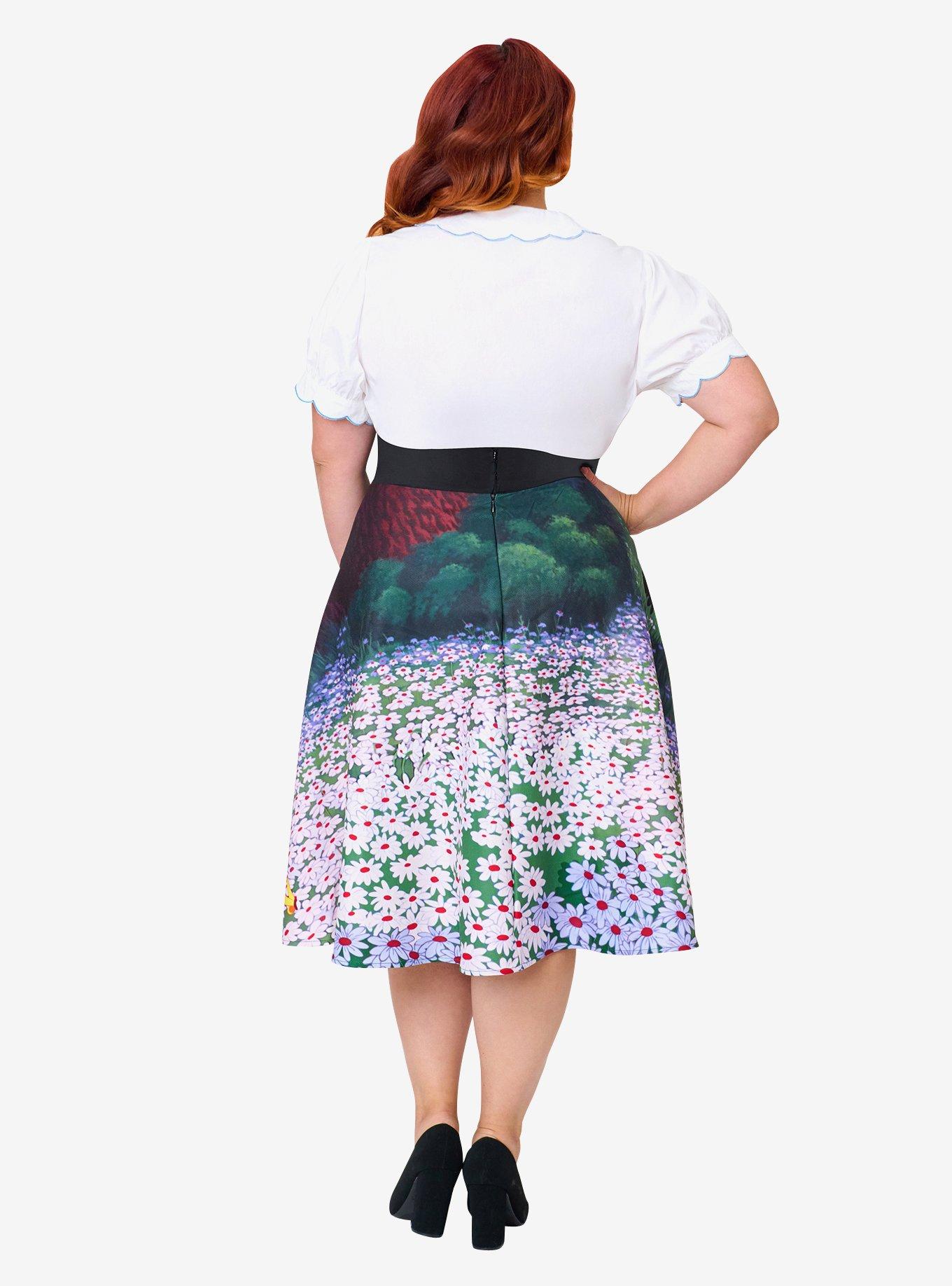 Disney Alice In Wonderland Collection By Unique Vintage Plus Size Alice In Daisies Vivian Swing Skirt, , hi-res