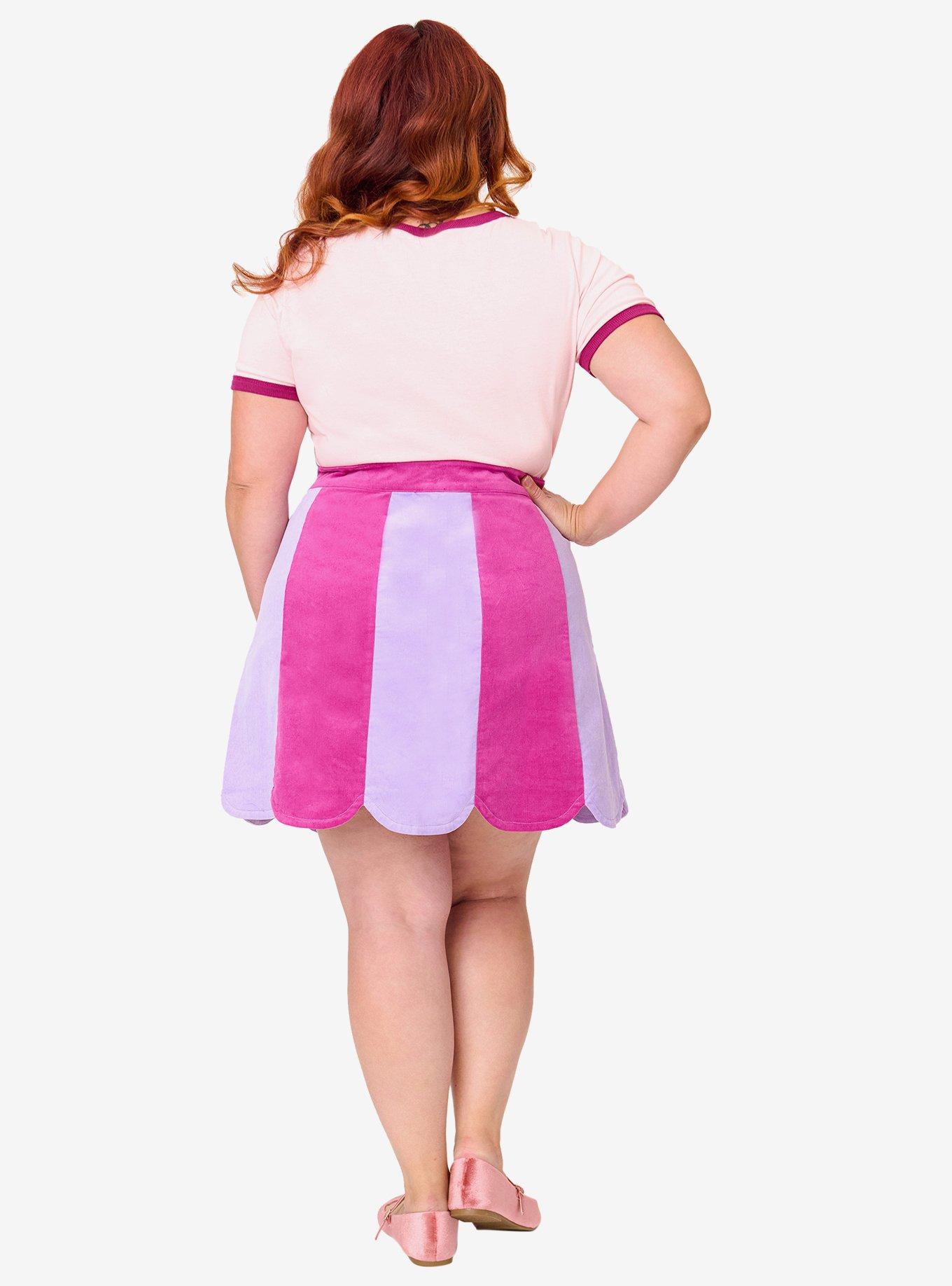 Disney Alice In Wonderland Collection By Smak Parlour Plus Size Purple Cheshire Cat Corduroy Mini Skirt, , hi-res