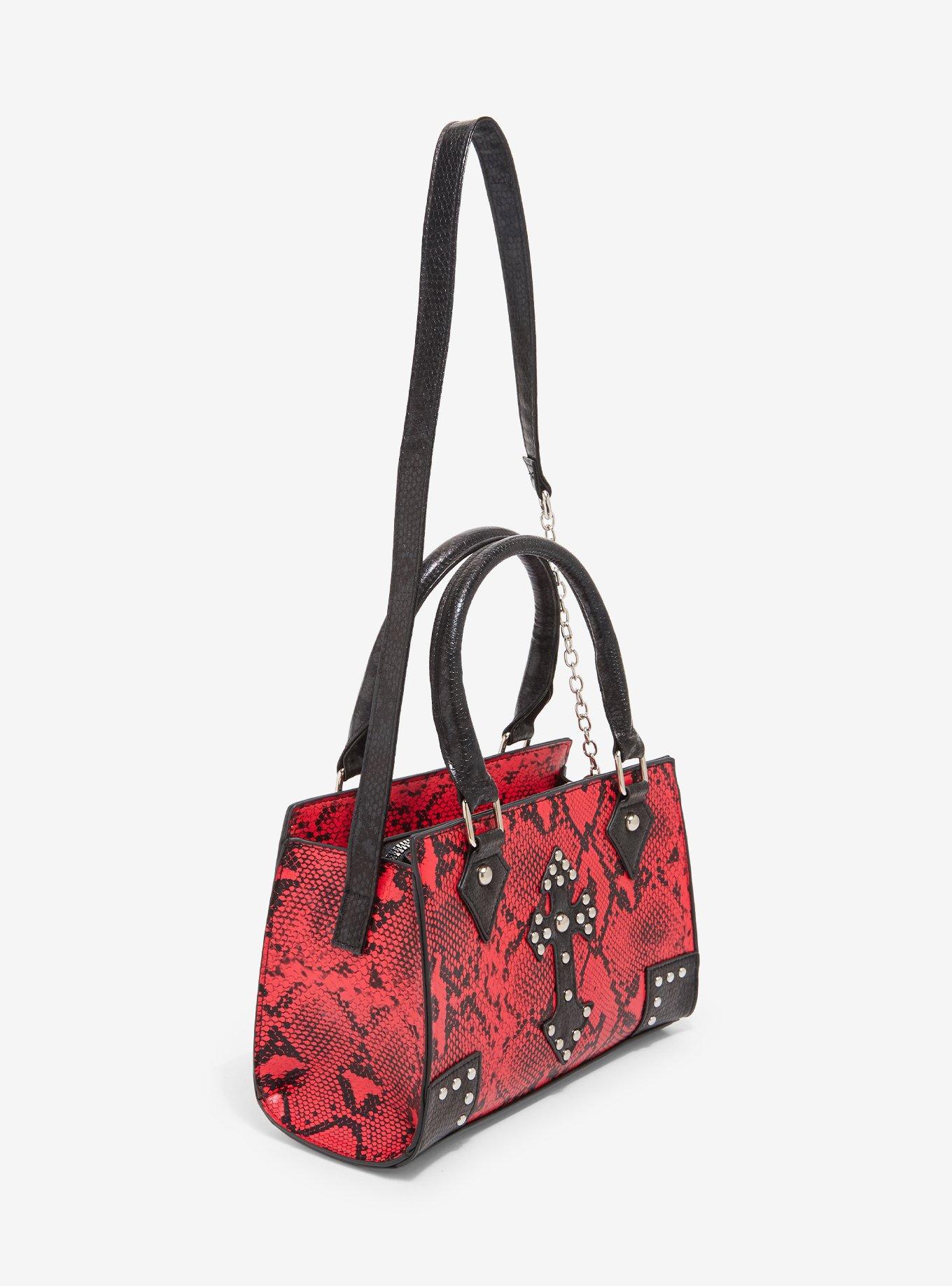 Social Collision Snake Gothic Cross Satchel Bag, , alternate - view 2