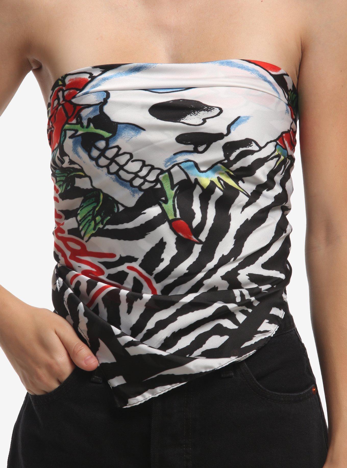 Ed Hardy Skull Zebra Print Hair Scarf, , alternate - view 4
