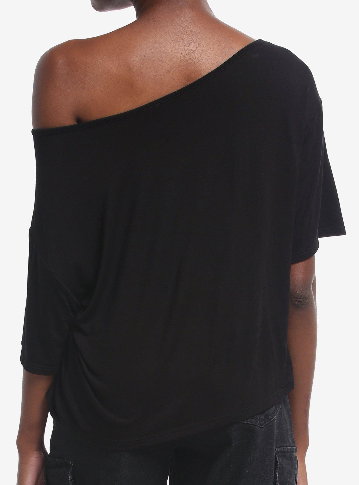 Ombr&eacute; Glitter Skulls Girls Off-Shoulder T-Shirt, MULTI, alternate - view 3