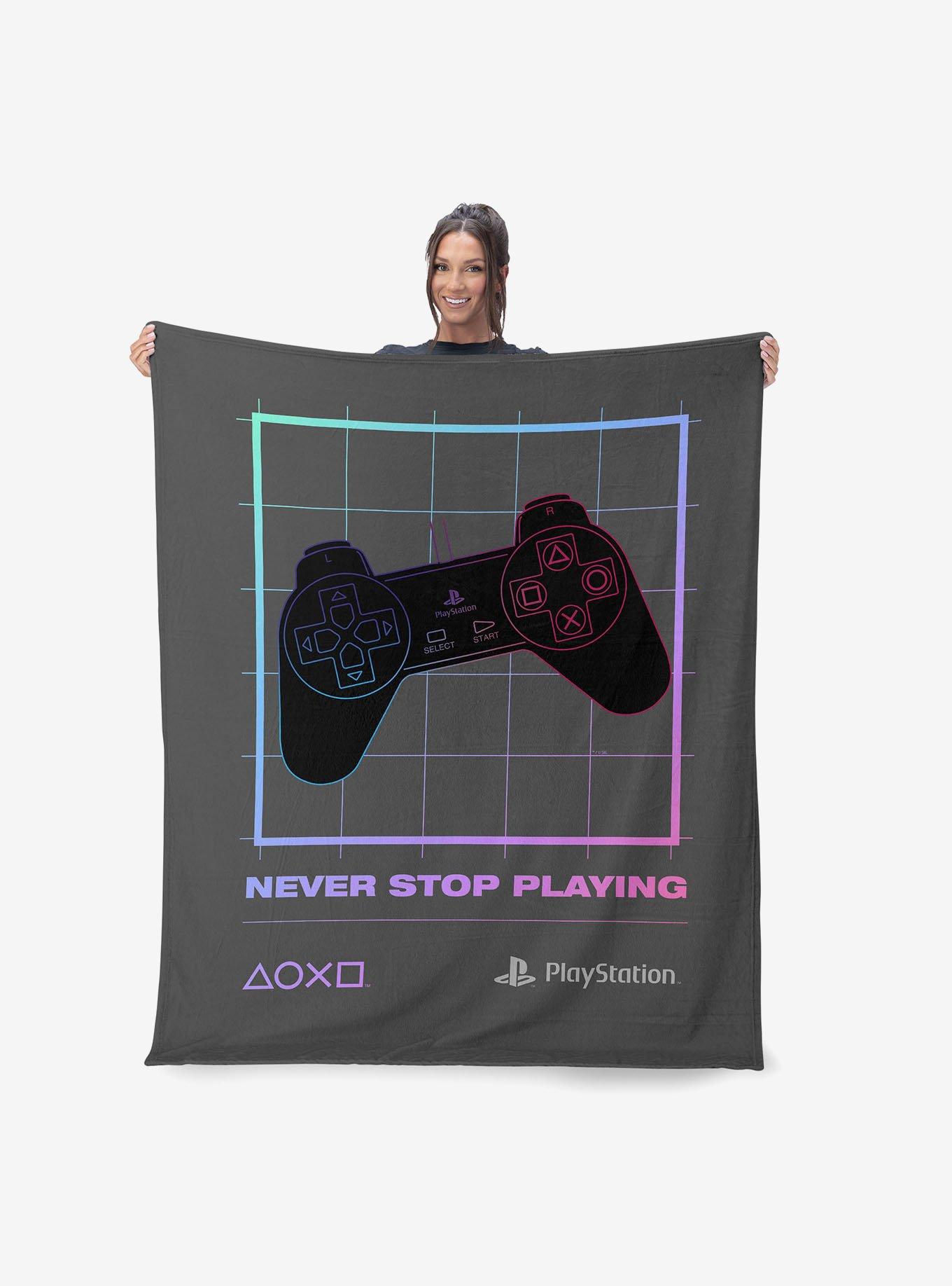 PlayStation Never Stop Playing Silk Touch Sherpa Throw Blanket, , hi-res
