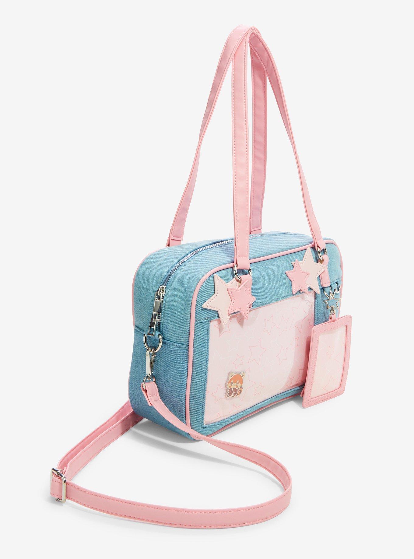 Pink Star Denim Pin Collector Shoulder Bag With Cardholder, , alternate - view 2