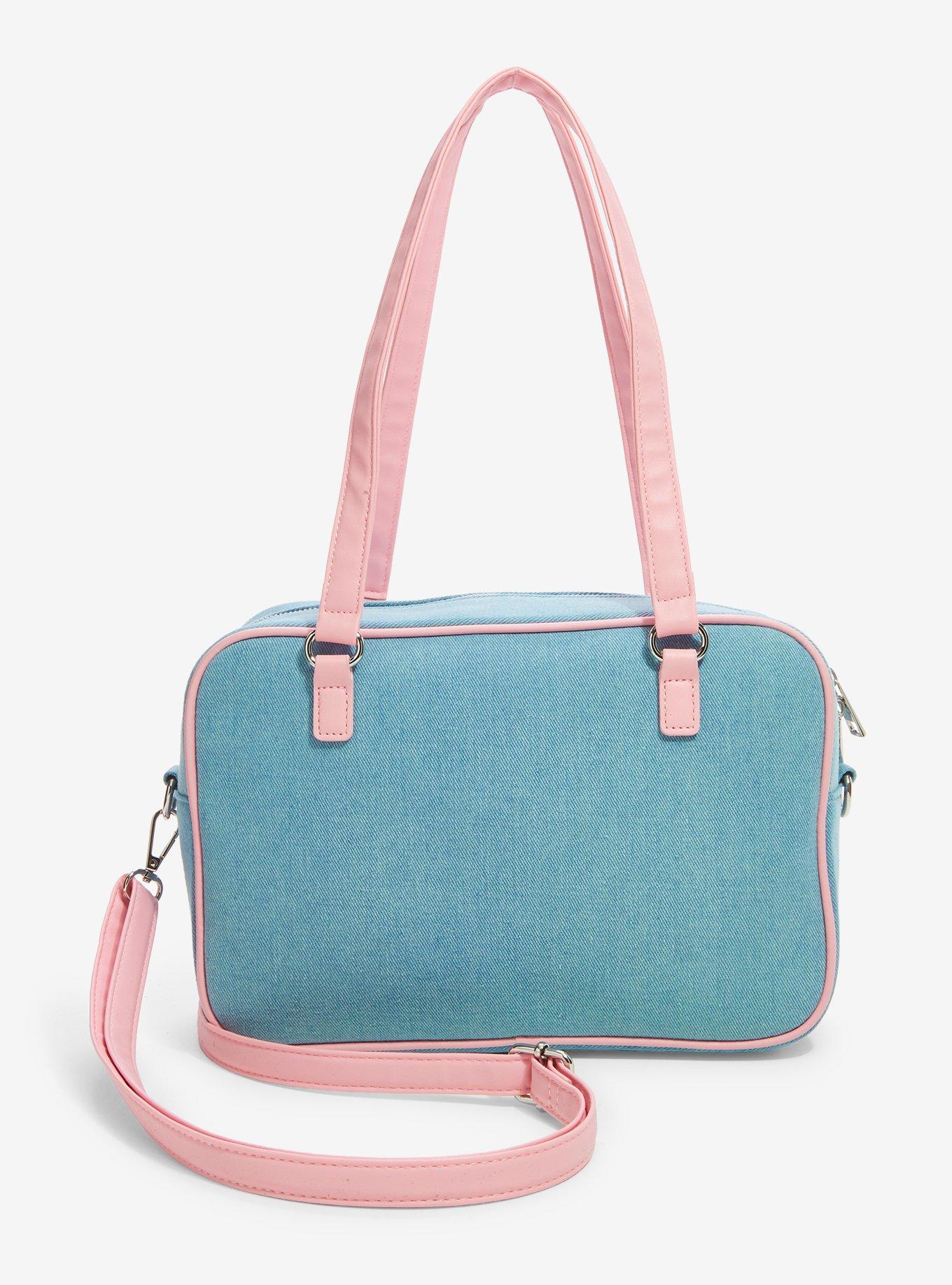 Pink Star Denim Pin Collector Shoulder Bag With Cardholder, , alternate - view 3