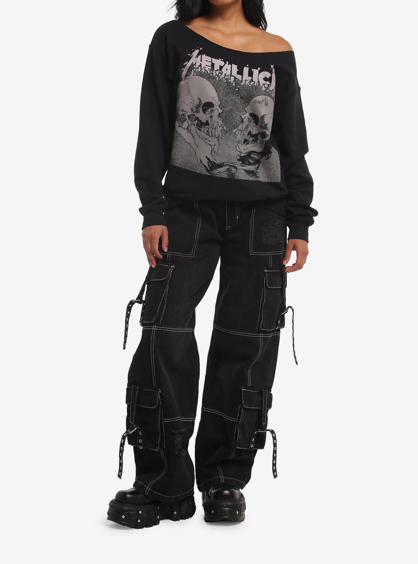 Metallica Skulls Girls Off-Shoulder Sweatshirt, BLACK, alternate - view 2