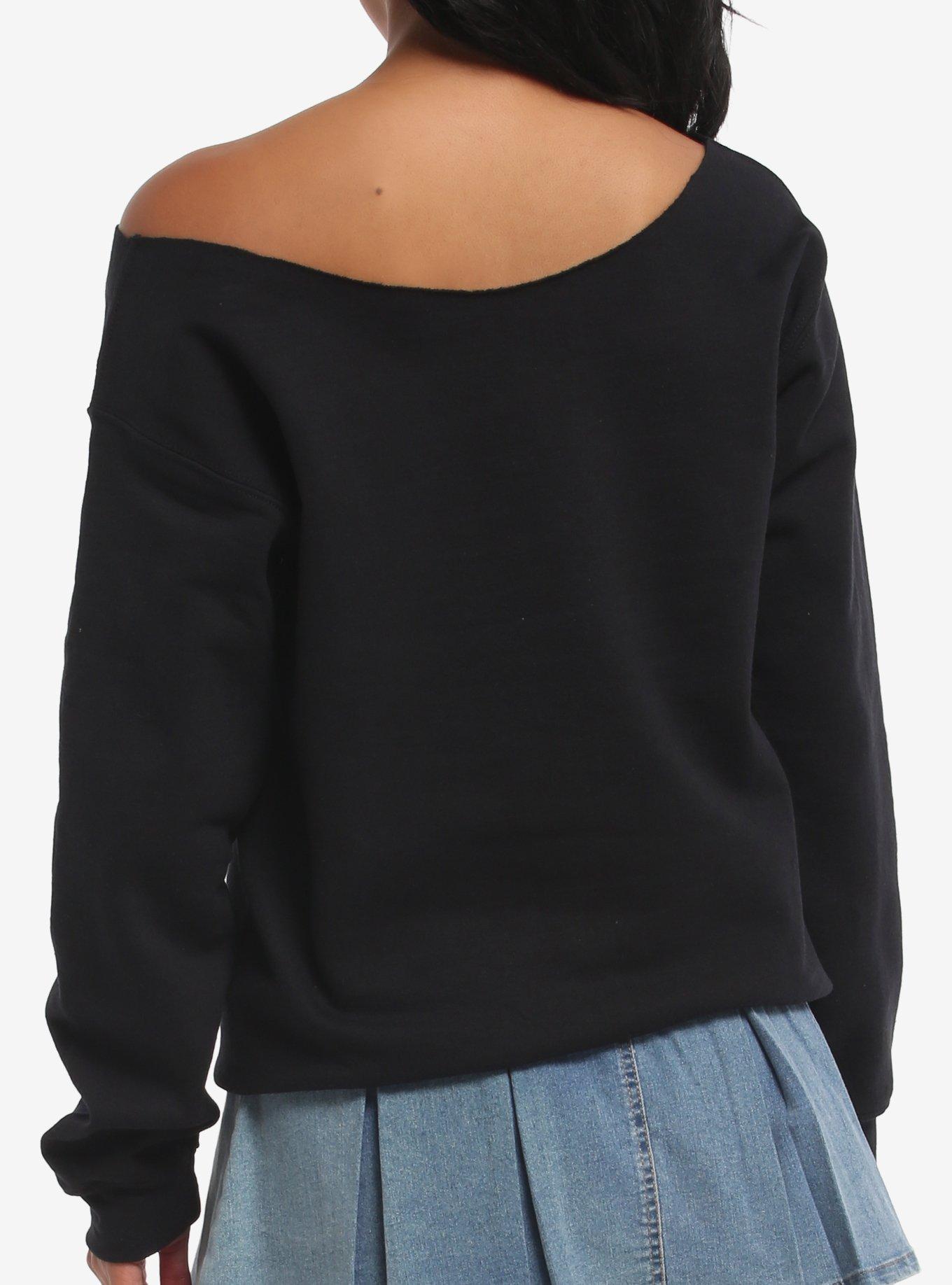 Nirvana In Utero Girls Off-Shoulder Sweatshirt, BLACK, alternate - view 3