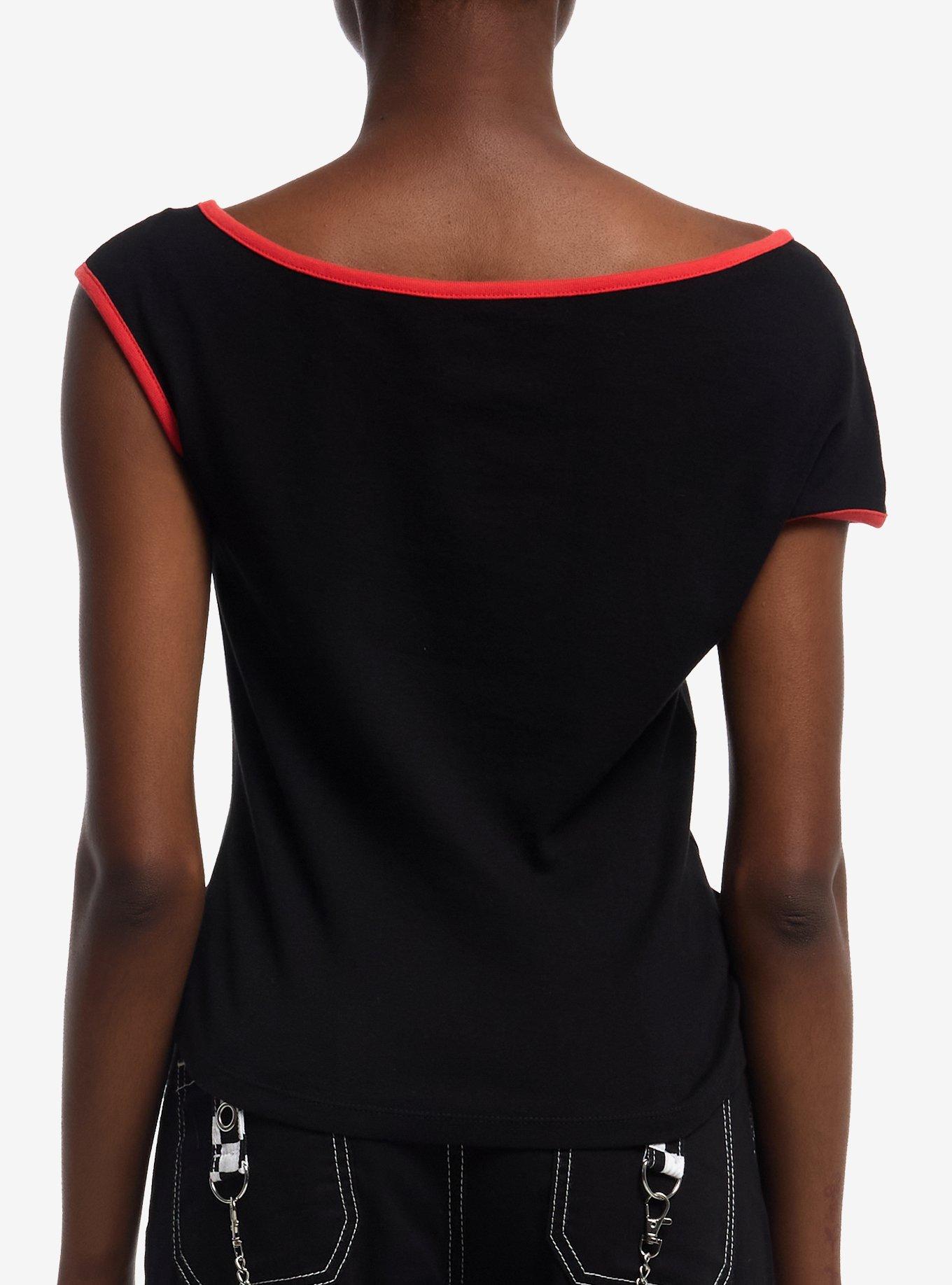 Sonic The Hedgehog Shadow Graffiti Girls Off-Shoulder Top, RED, alternate - view 3
