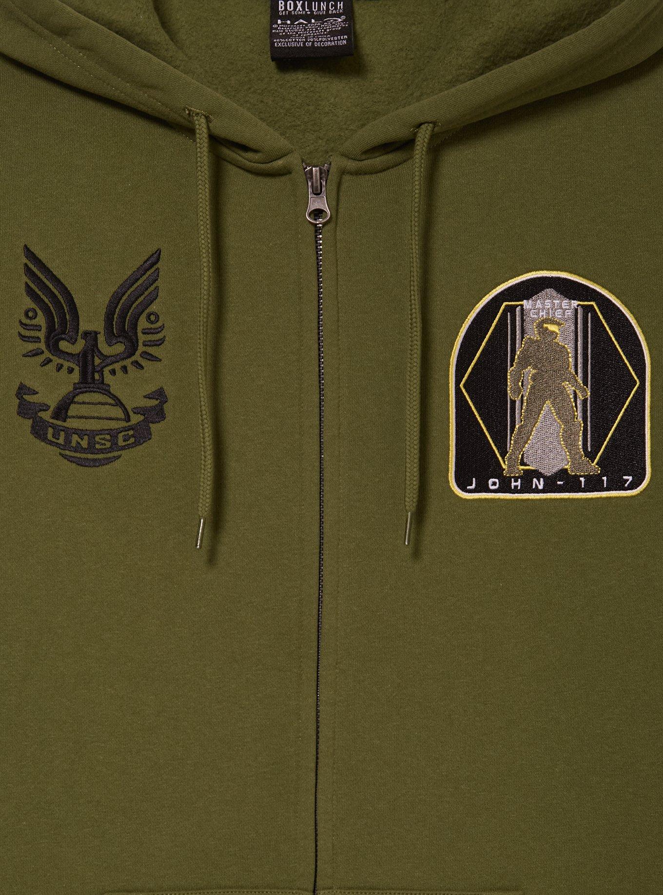 Halo Master Chief Zippered Hoodie - BoxLunch Exclusive, GREEN, alternate - view 3