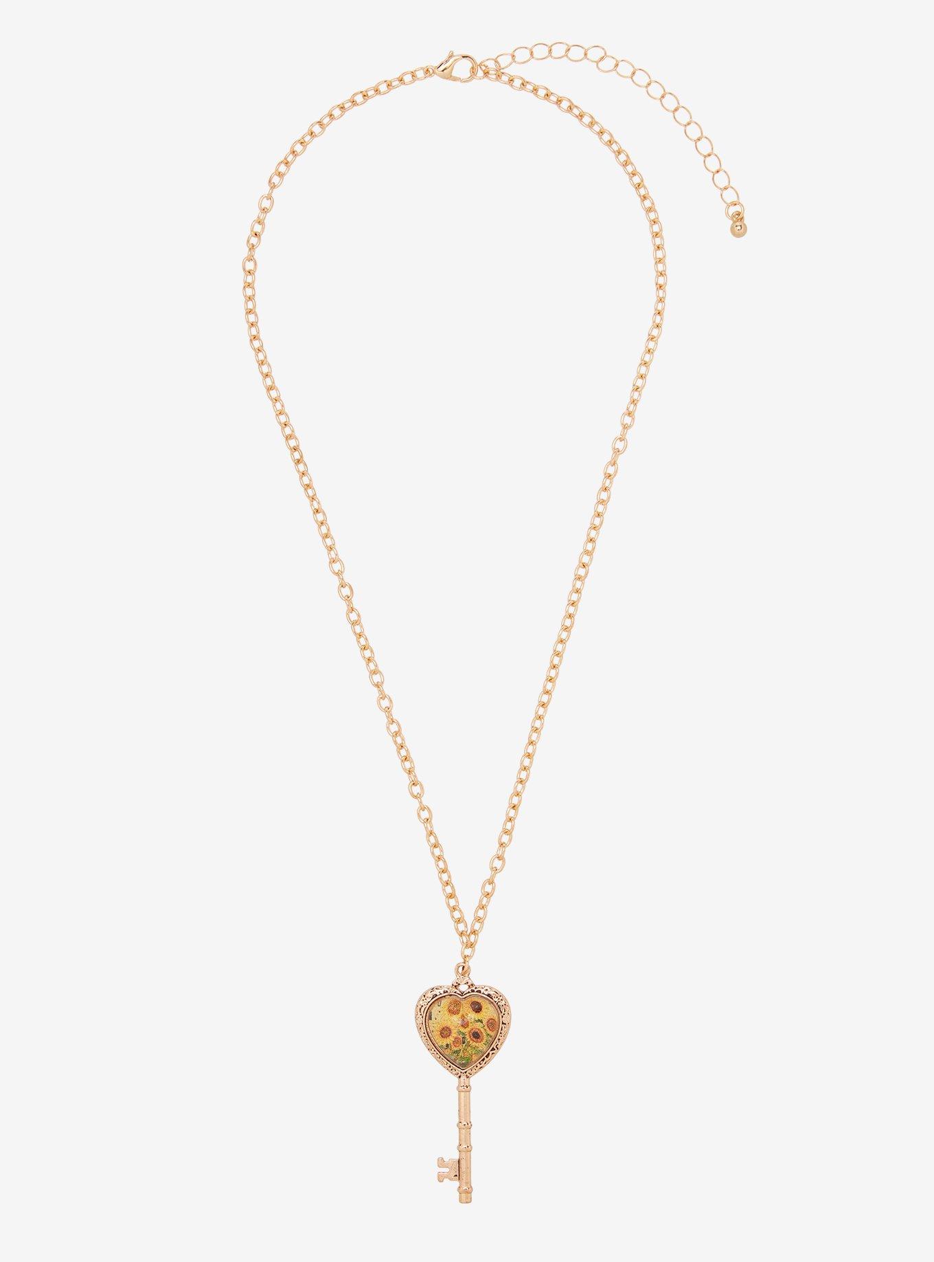 Thorn & Fable Van Gogh Sunflowers Key Necklace, , alternate - view 2