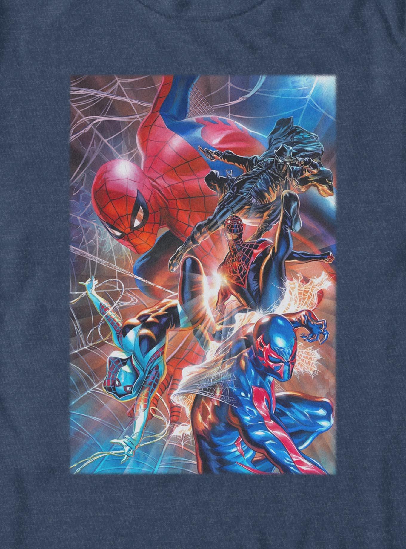 Marvel Spider-Man Multi Spider Collage  Big & Tall T-Shirt, NAVY HTR, alternate - view 2