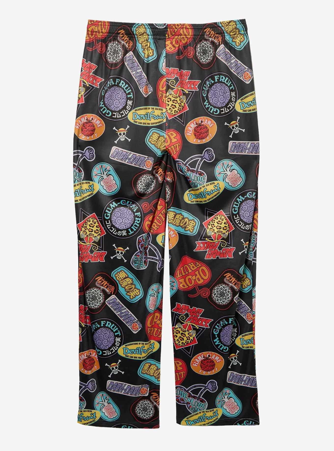 One Piece Devil Fruit Stickers Allover Print Sleep Pants - BoxLunch Exclusive