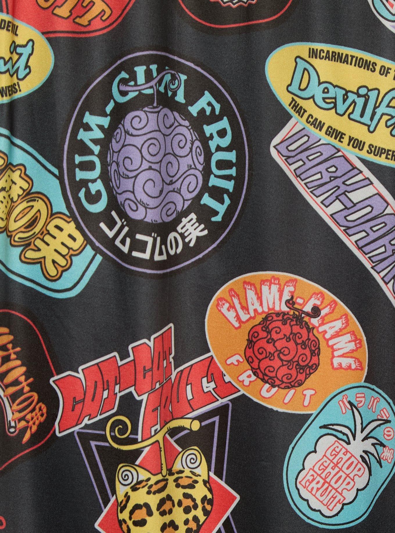 One Piece Devil Fruit Stickers Allover Print Sleep Pants - BoxLunch Exclusive, MULTI, alternate - view 3