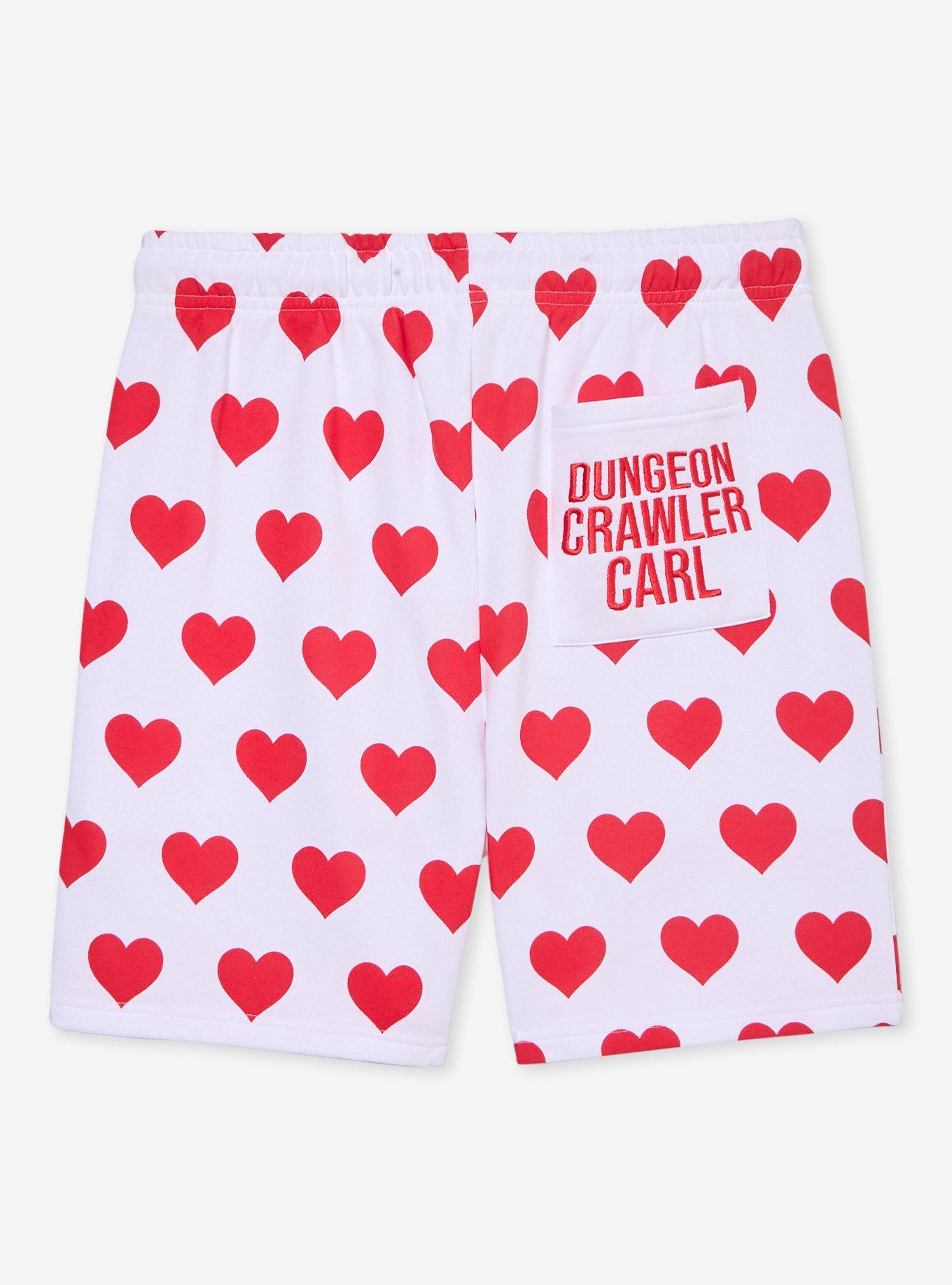 Dungeon Crawler Carl Heart Allover Print Fleece Shorts - BoxLunch Exclusive, RED, alternate - view 2