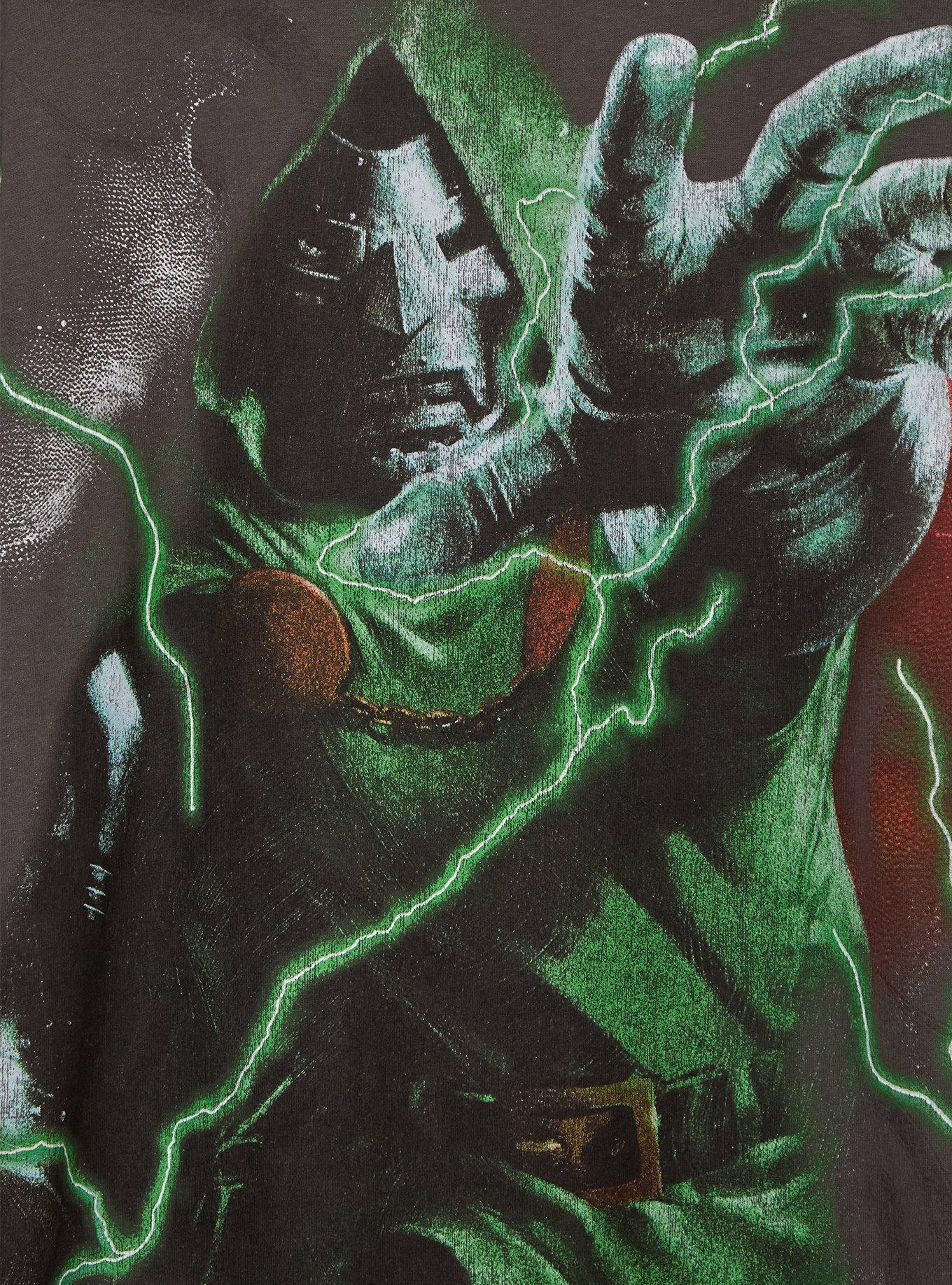 Marvel Doctor Doom Lightning T-Shirt - BoxLunch Exclusive, CHARCOAL, alternate - view 4