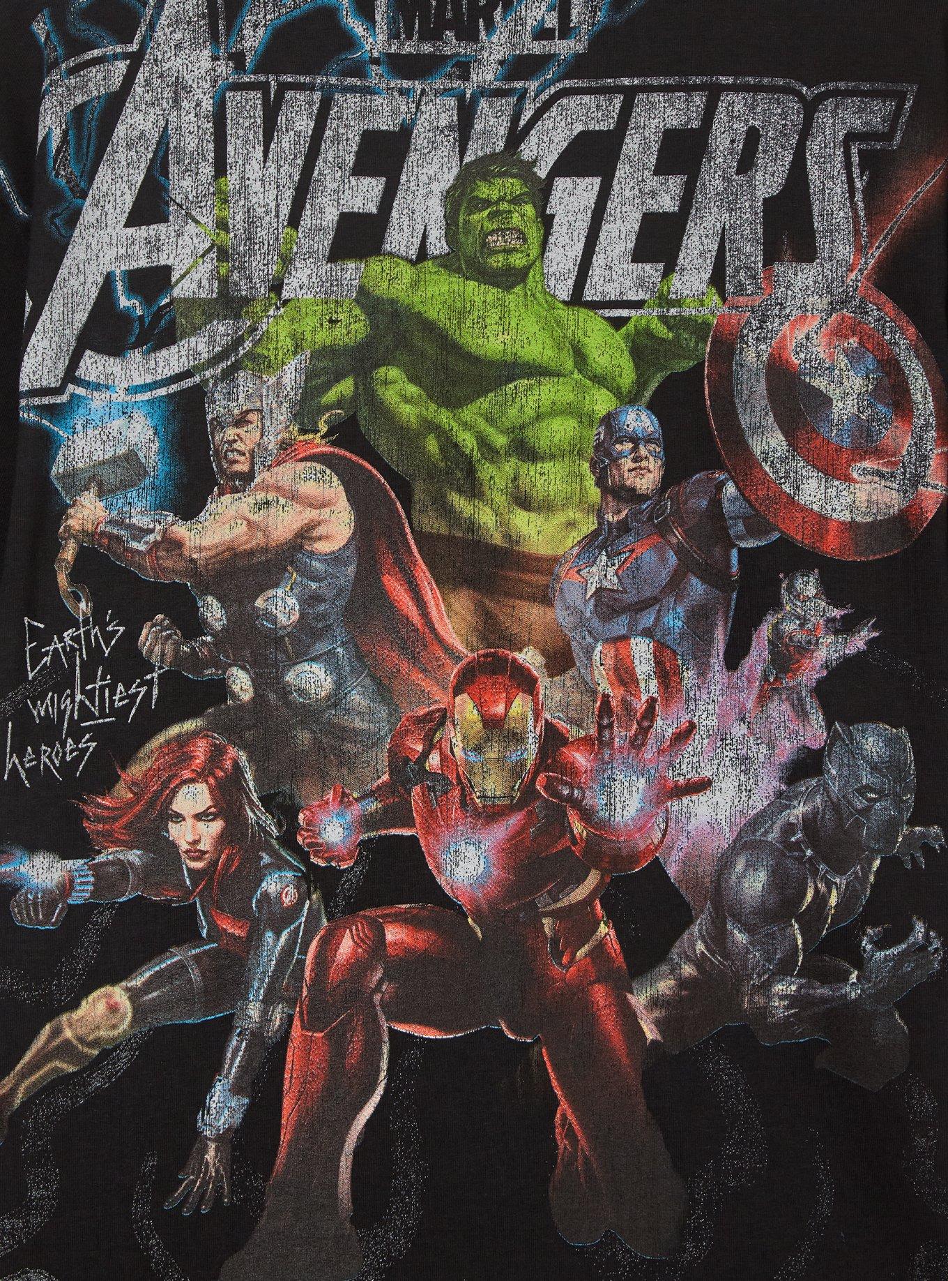 Marvel Avengers Earth's Mightiest Heroes T-Shirt - BoxLunch Exclusive, BLACK, alternate - view 4