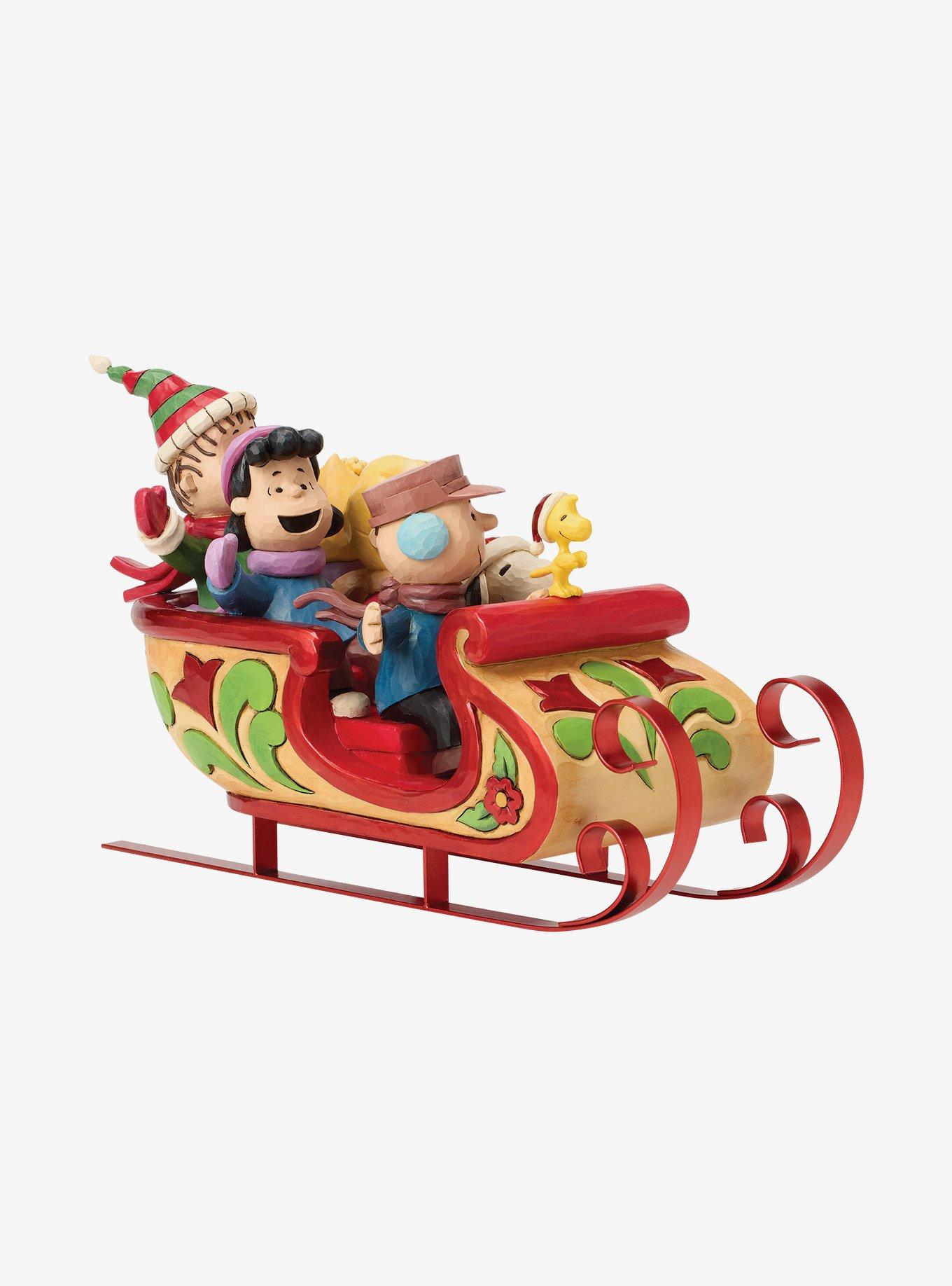 Jim Shore Peanuts Snoopy and Friends in Sleigh Figurine, , alternate - view 3