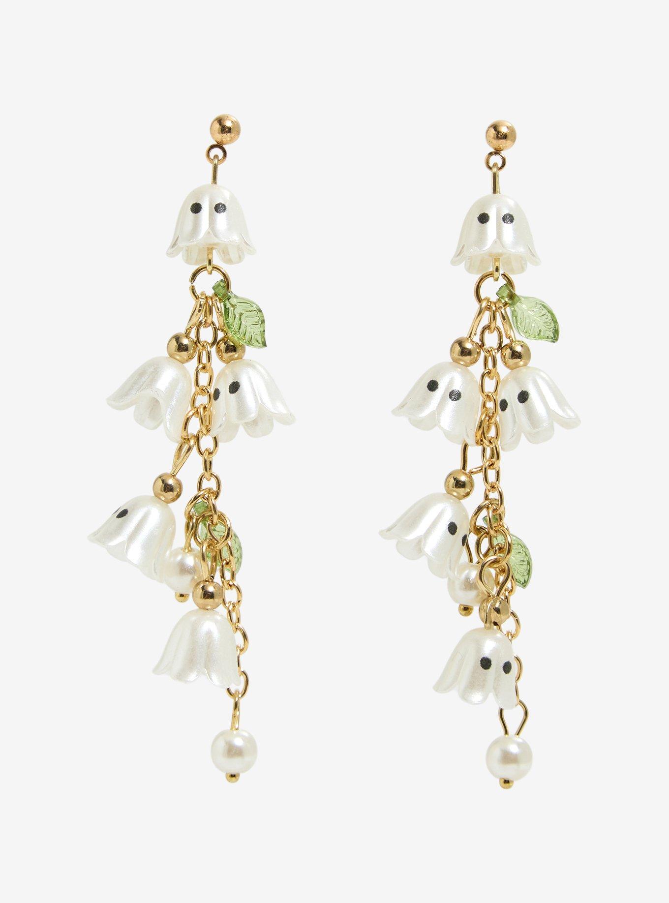 Thorn & Fable Ghost Flower Earrings, , alternate - view 2