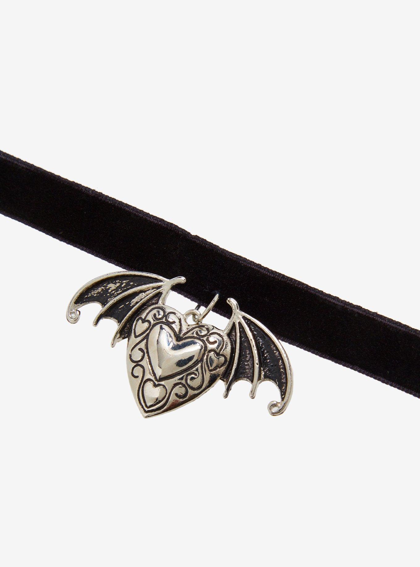 Cosmic Aura Bat Heart Velvet Choker, , alternate - view 3